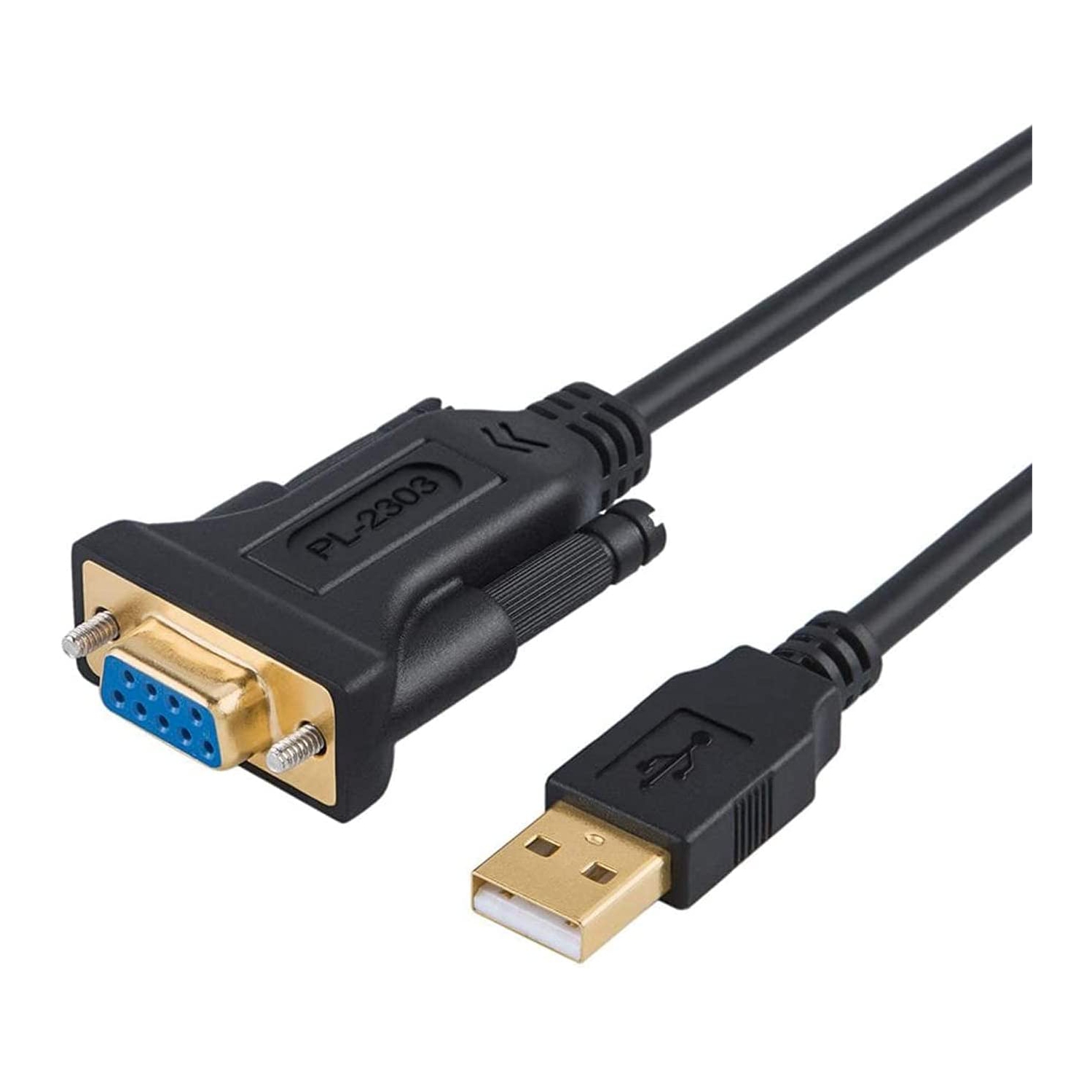 Adaptateur USB vers RS232 avec jeu de puces PL2303, câble convertisseur série DB9 plaqué or 10 pi USB 2.0 mâle vers RS232 femelle pour Windows 10,