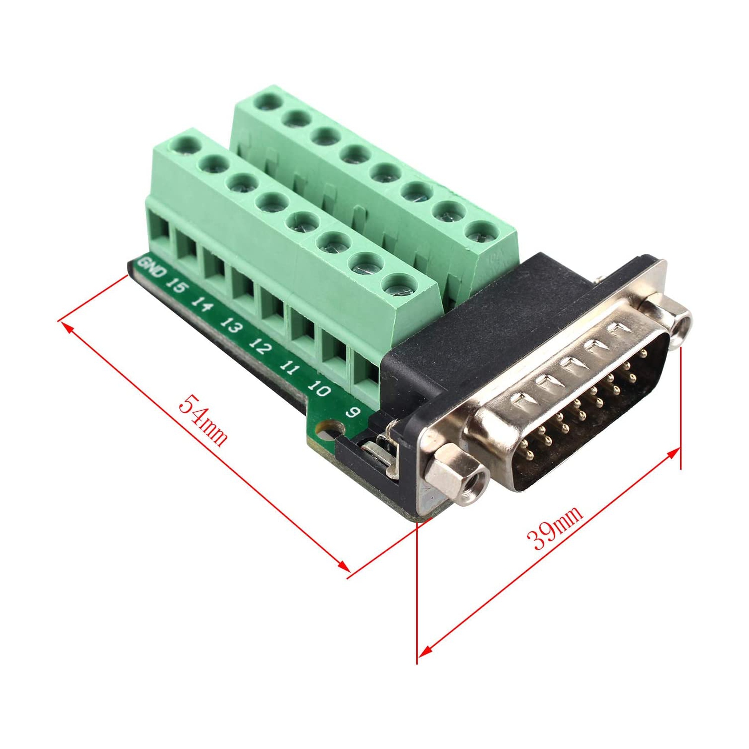 F DB15 connecteur D-SUB mâle et femelle Adaptateur 15 broches 2 rangs, carte de dérivation DB15 connecteur à la borne de câblage libre de filage