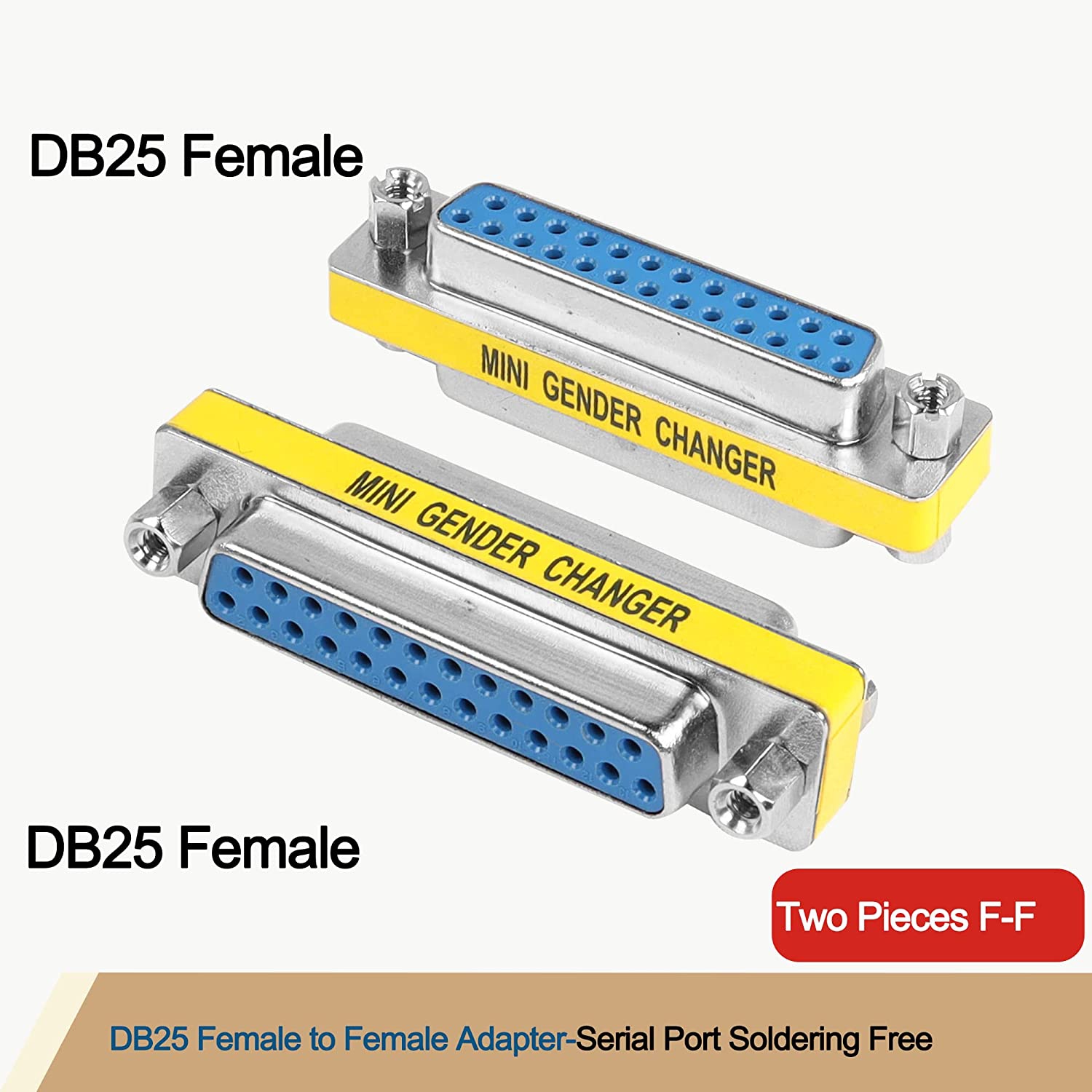 M DB25 25 Pin Gender Changer D-SUB 25Pin Coupler Serial Cable Gender Changer RS232 VGA Adapter Connetor for Applications Pack of 2