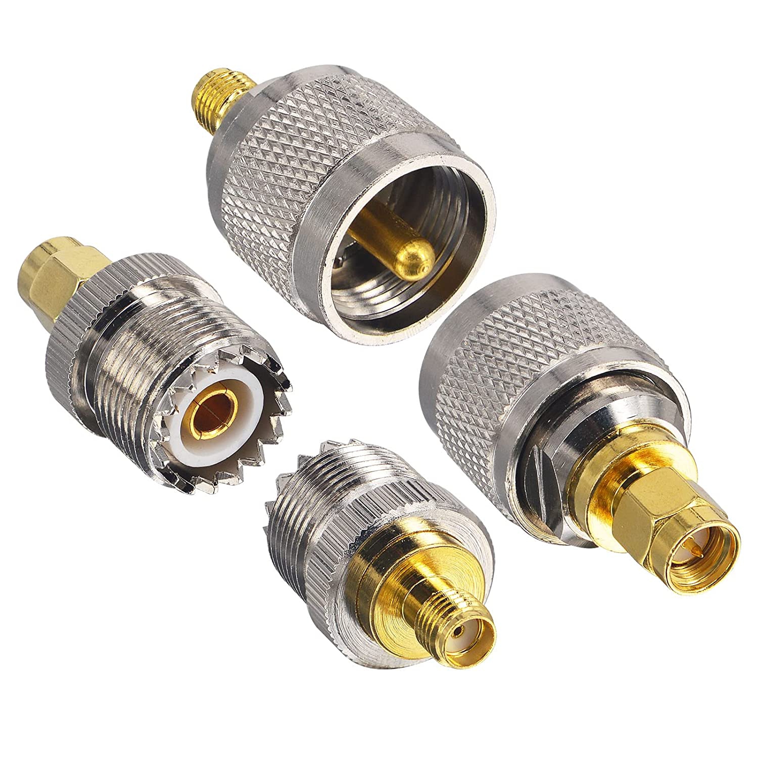 B 4 Type SMA to UHF RF Connector Kit UHF PL259 SO239 Male Female to SMA Male/Female Plug Jack Nickel Gold Plated Converter for CB Antenna Radio Walkie Talkie