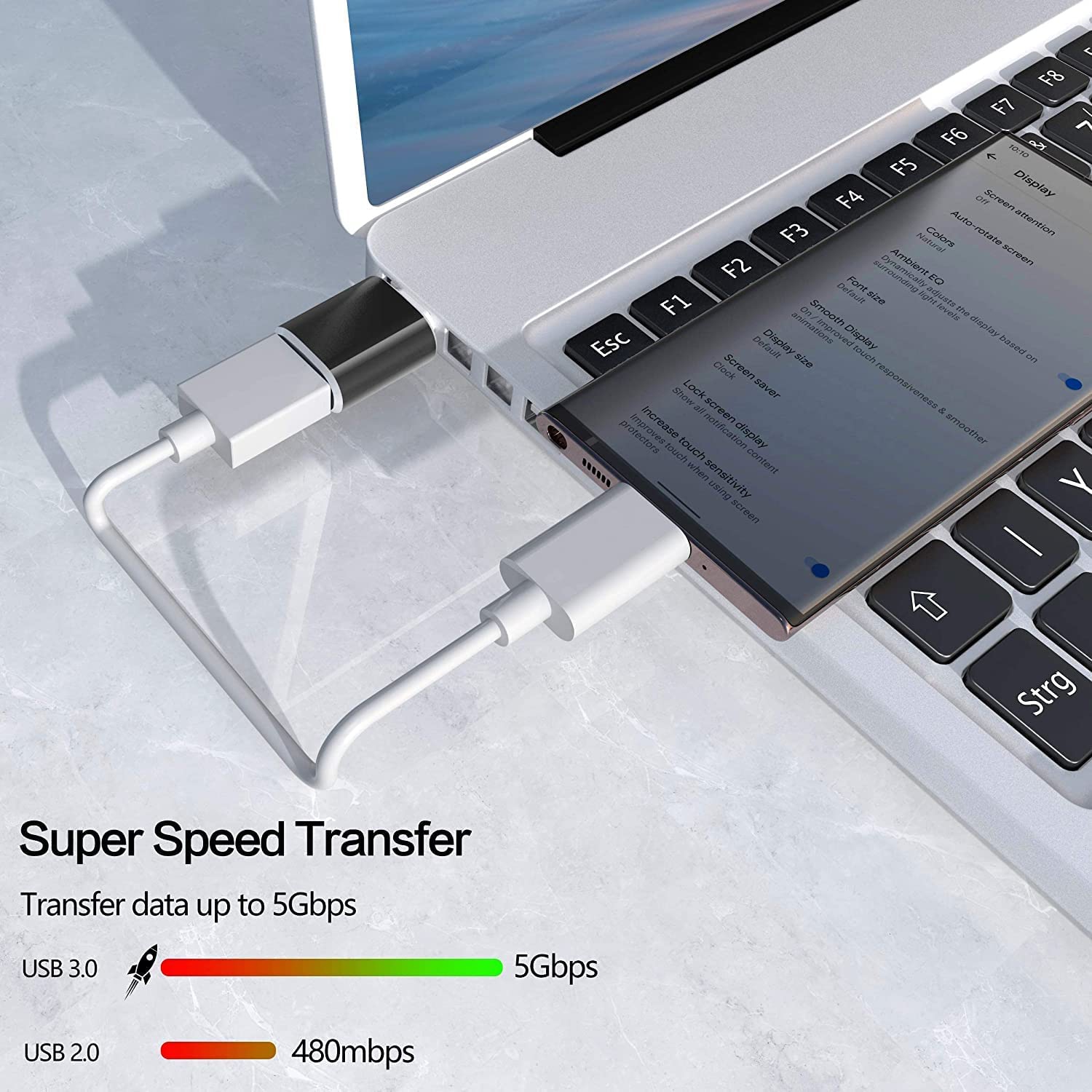 Paquet de 2 adaptateurs USB de type C à USB 3.0 femelle OTG pour MacBook Pro, MacBook Air 2020, iPad Pro 2020 et autres appareils de type C.