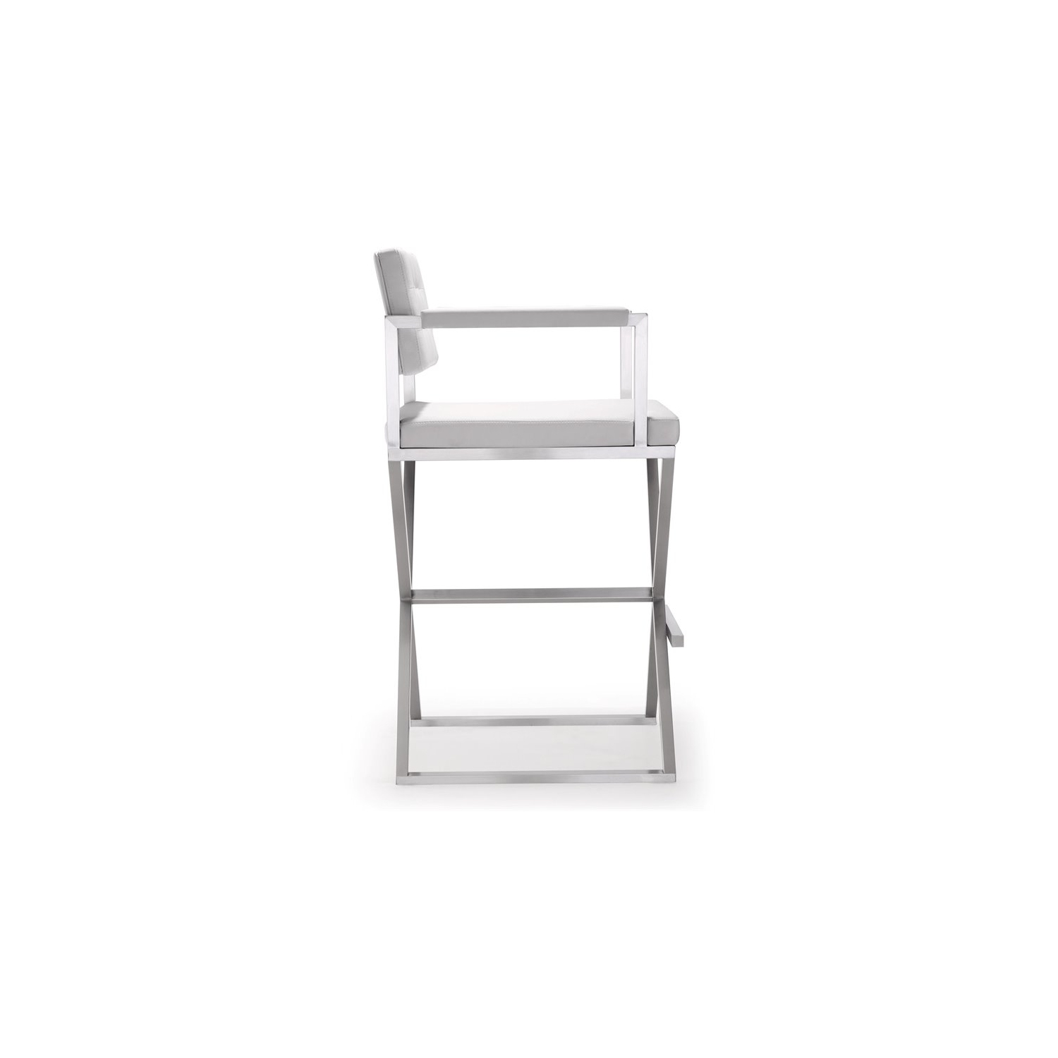 TOV Furniture Director 30" Stainless Steel/Fabric Bar Stool in White