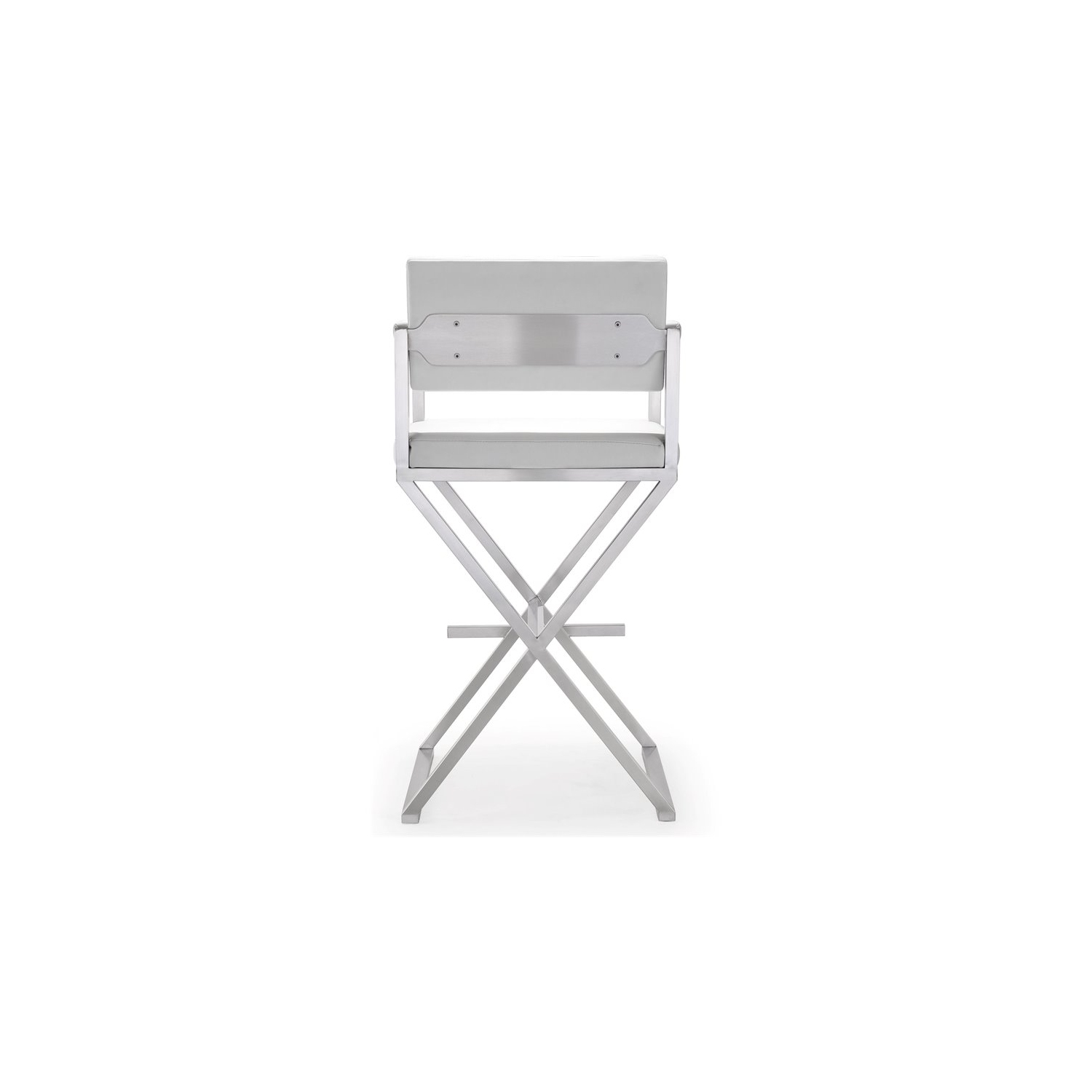 TOV Furniture Director 30" Stainless Steel/Fabric Bar Stool in White