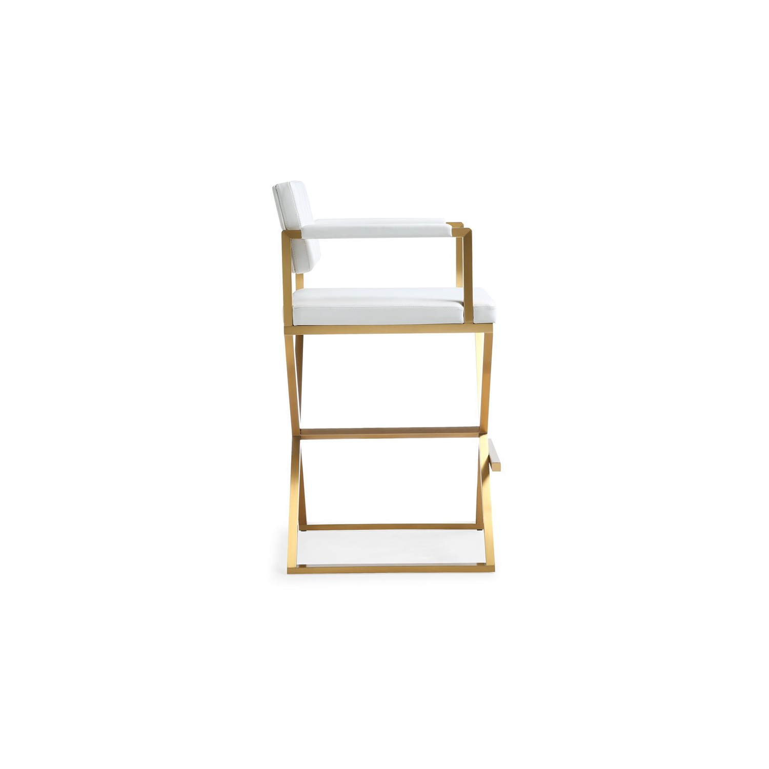 TOV Furniture Director 30" Steel/Fabric Bar Stool in White/Gold