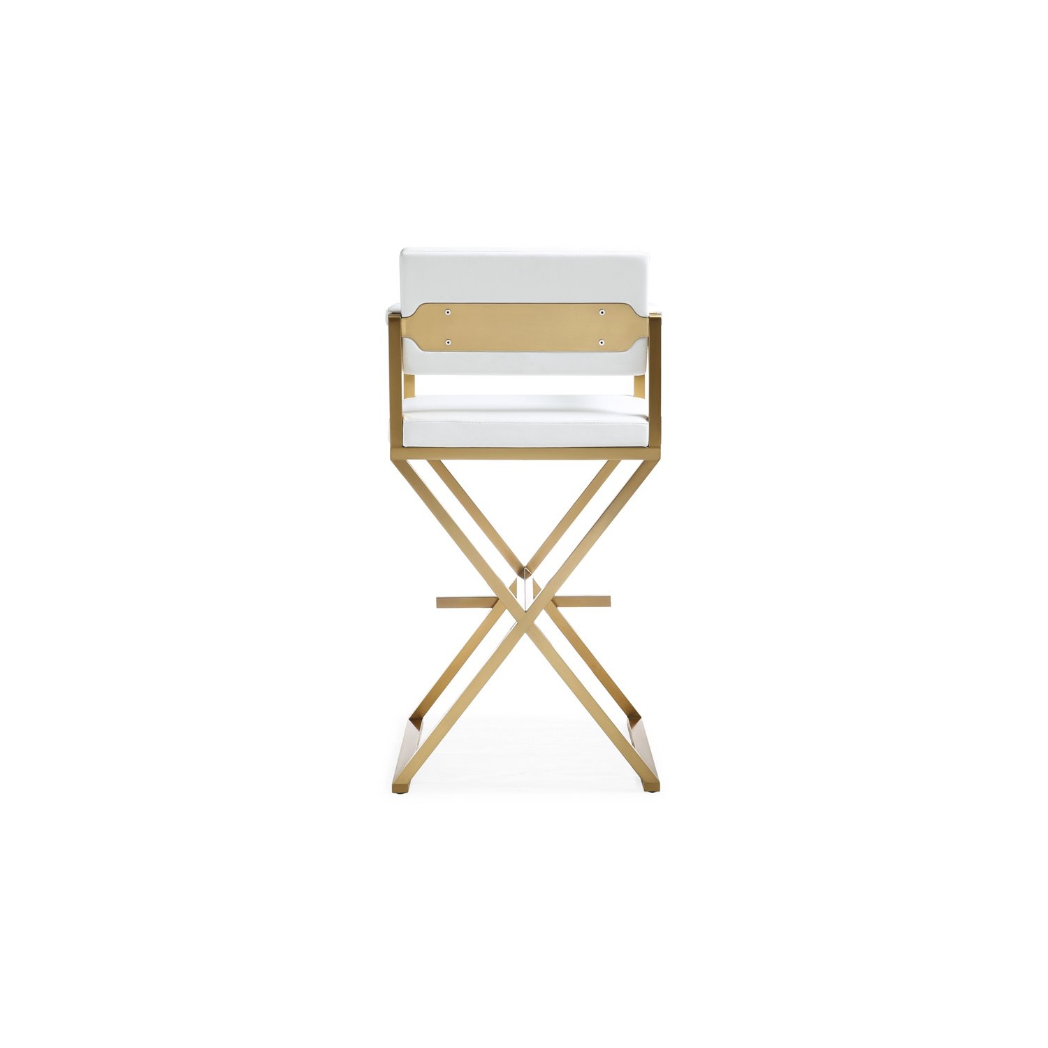 TOV Furniture Director 30" Steel/Fabric Bar Stool in White/Gold