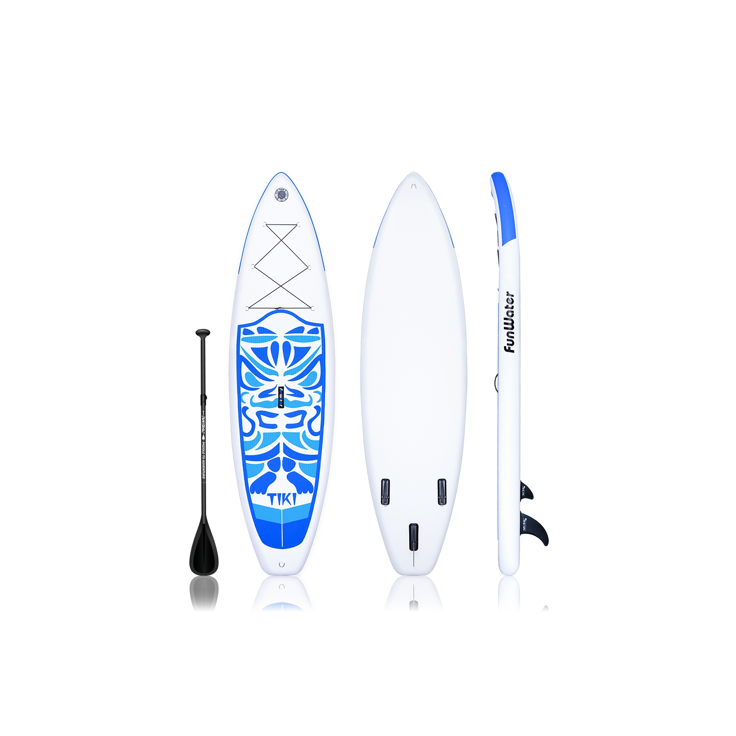 FunWater Inflatable Ultra-Light (17.6lbs) SUP for All Skill Levels Everything -Classic TIKI Blue