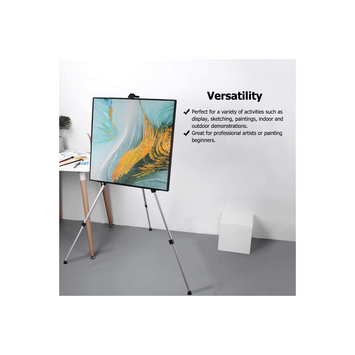 Chevalet d'art trépied en aluminium portable, monopodes réglables pour affiche affichant le dessin et la peinture