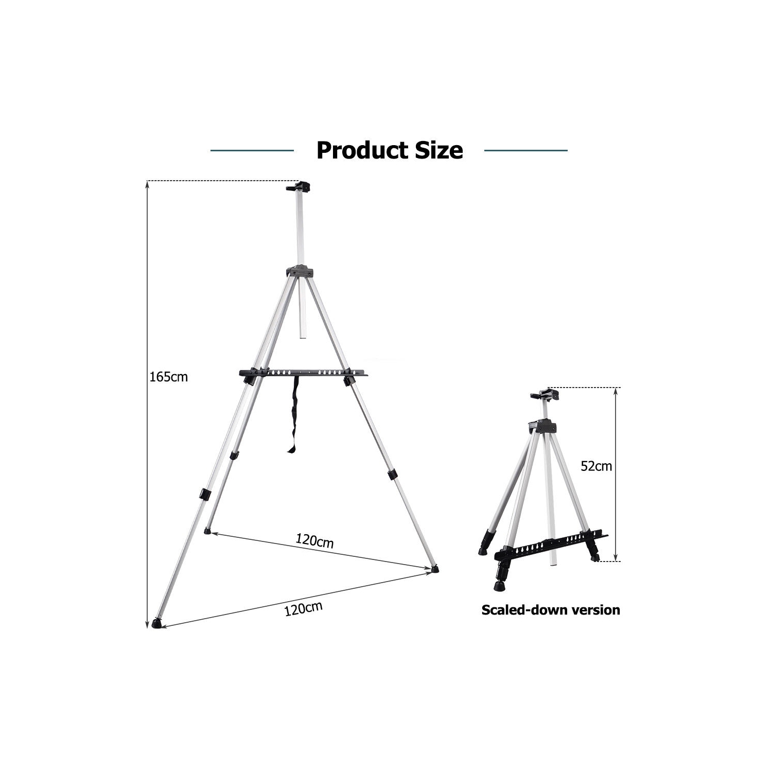 Chevalet d'art trépied en aluminium portable, monopodes réglables pour affiche affichant le dessin et la peinture
