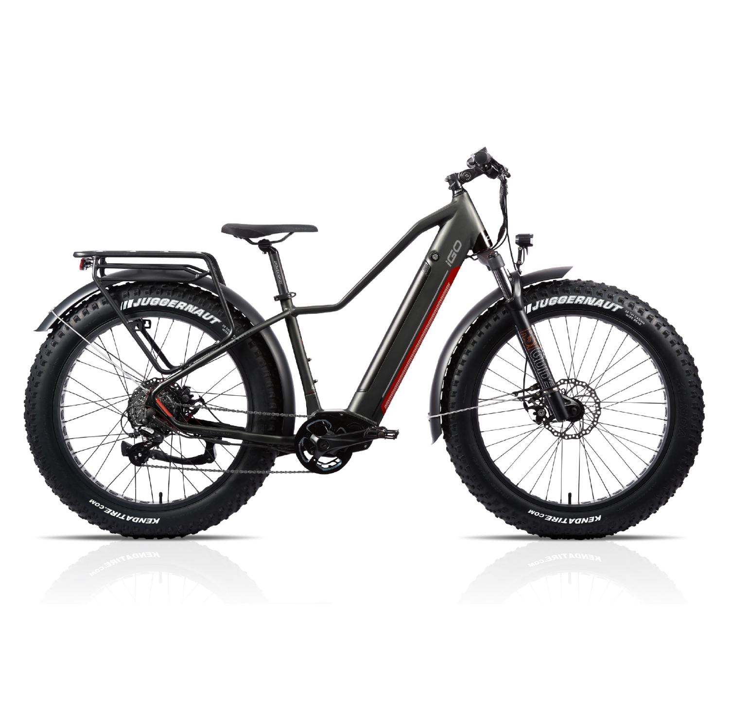 OPEN BOX - iGO Electric Extreme 3.1 Electric Fat Bike (500W Motor, 48V/12Ah Battery, 8 Speed) - Matte Graphite and Race Red