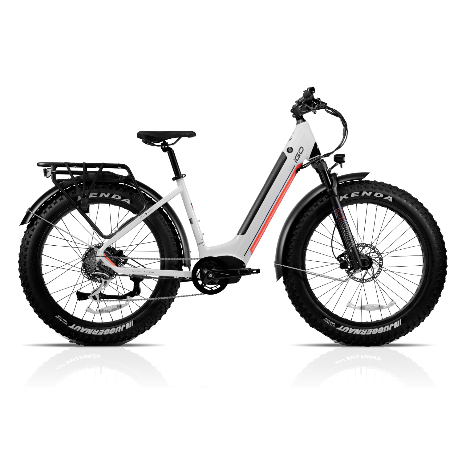 OPEN BOX - iGO Electric Extreme 3.1ez Electric Fat Bike (500W Motor, 48V/12Ah Battery, 8 Speed) - Orange and White