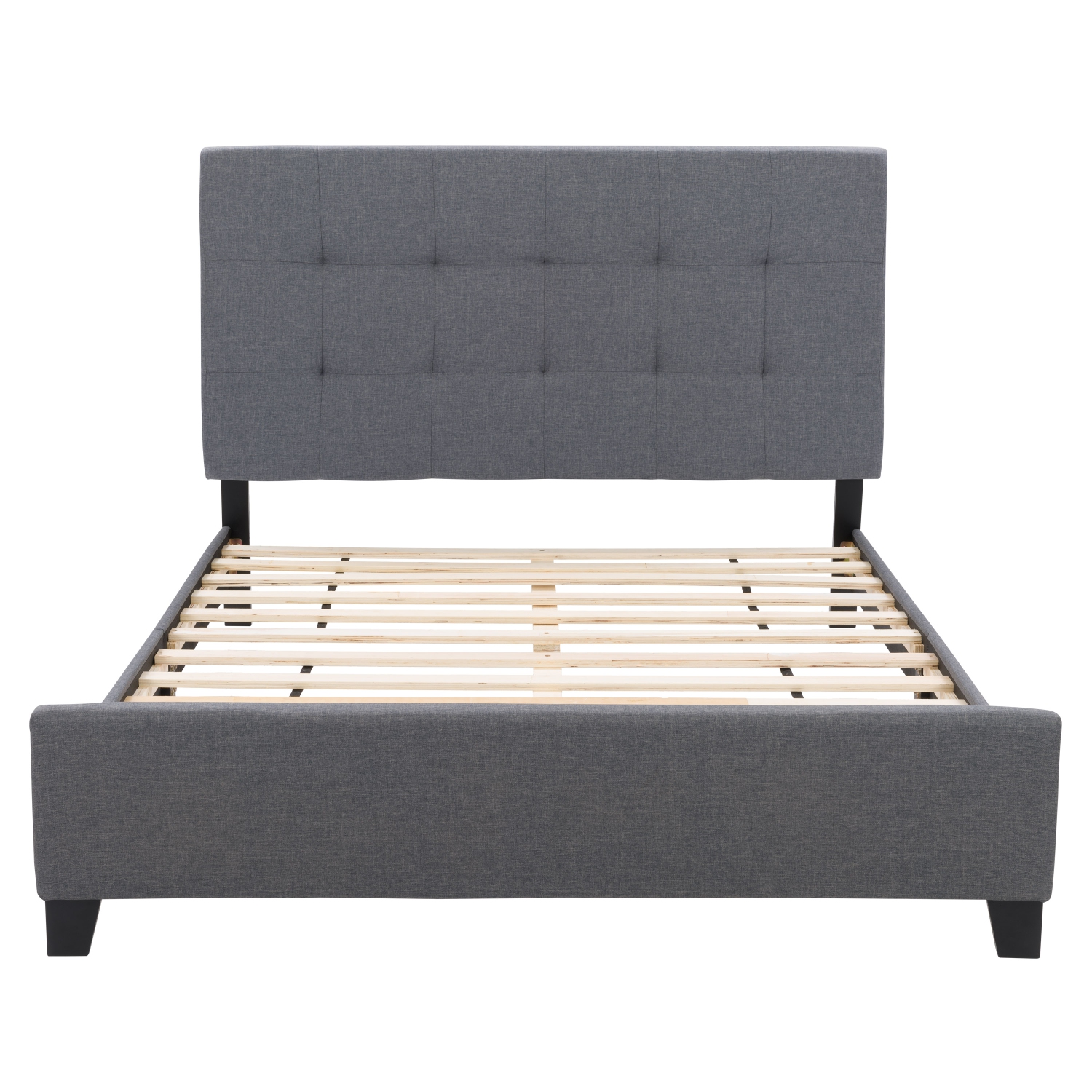 CorLiving Ellery Grey Fabric Tufted Bed, Queen