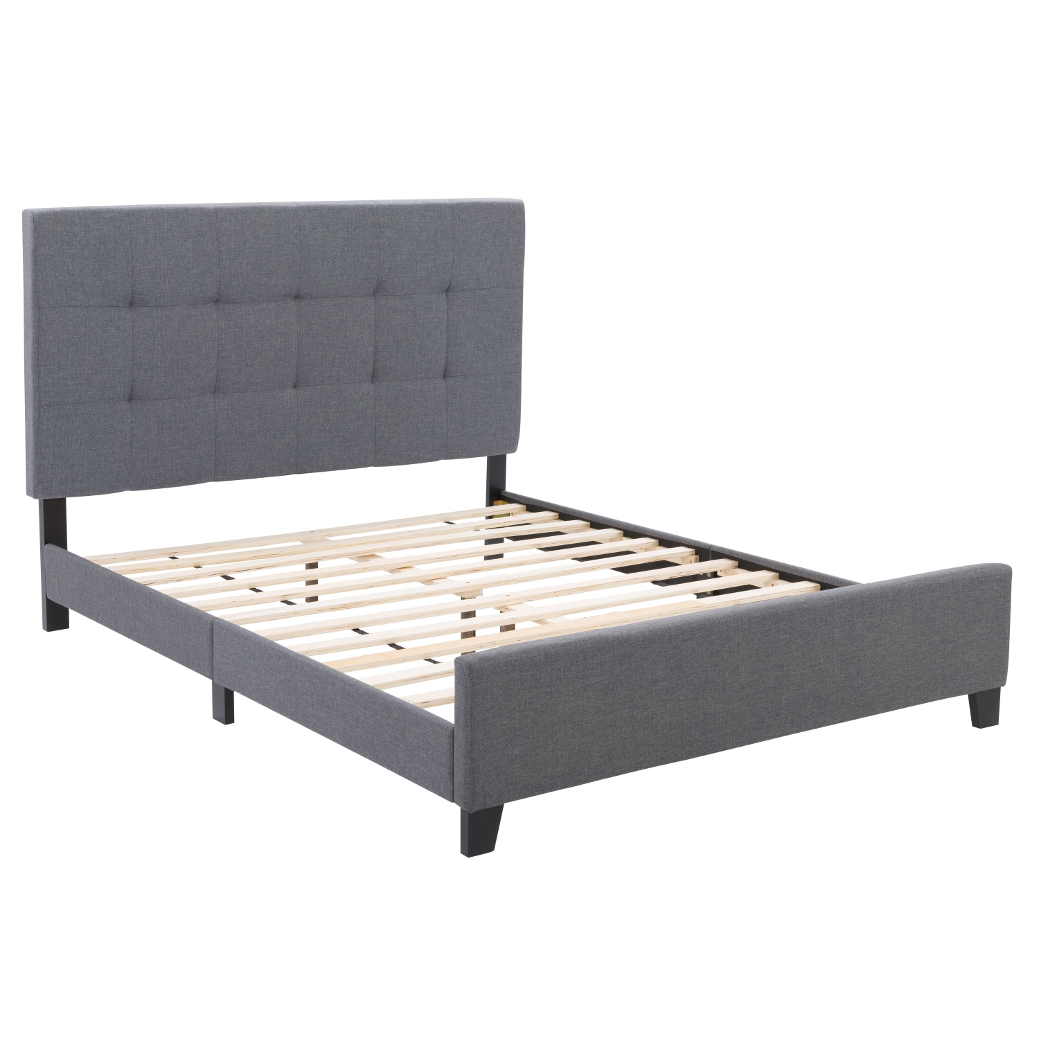 CorLiving Ellery Grey Fabric Tufted Bed, Queen