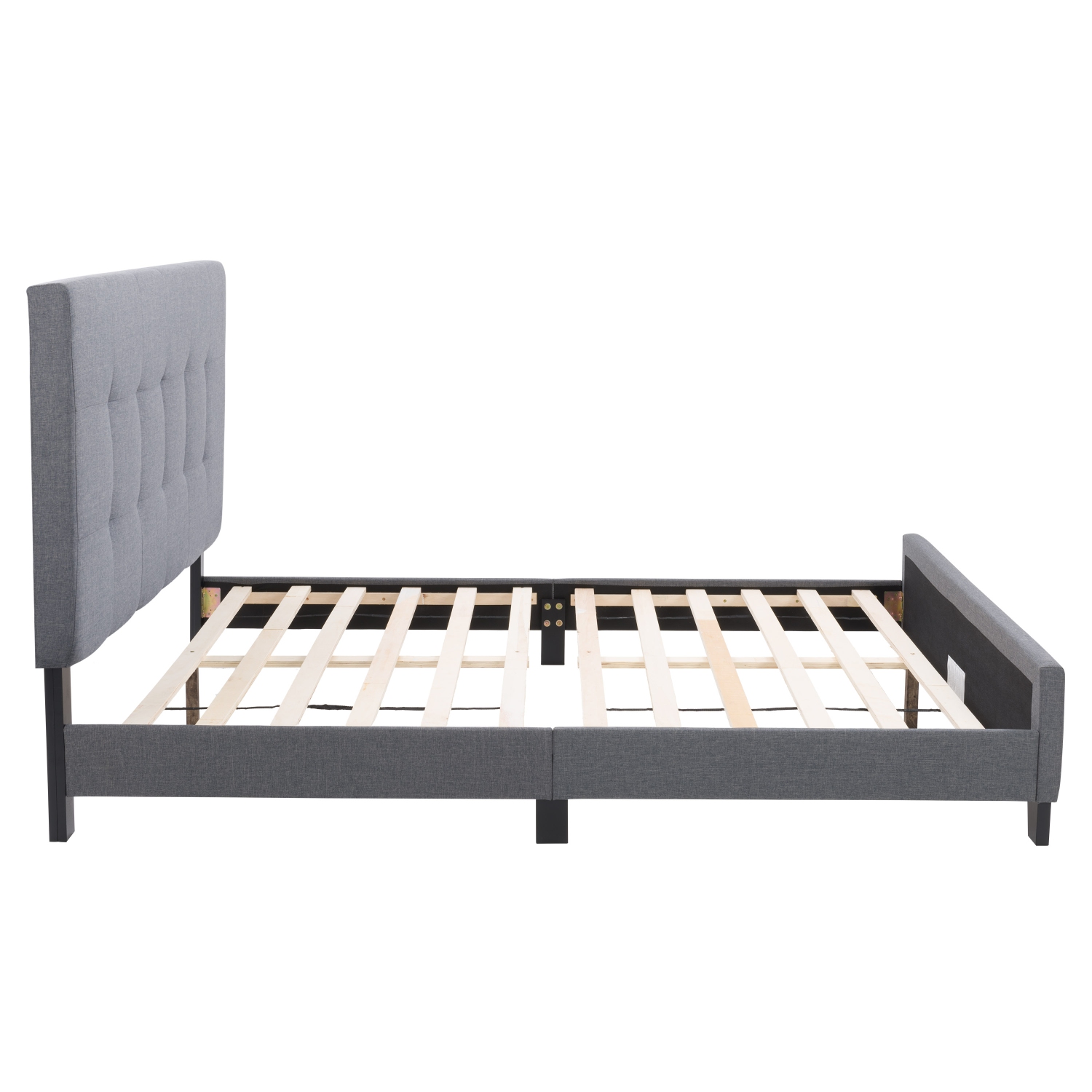 CorLiving Ellery Grey Fabric Tufted Bed, Queen
