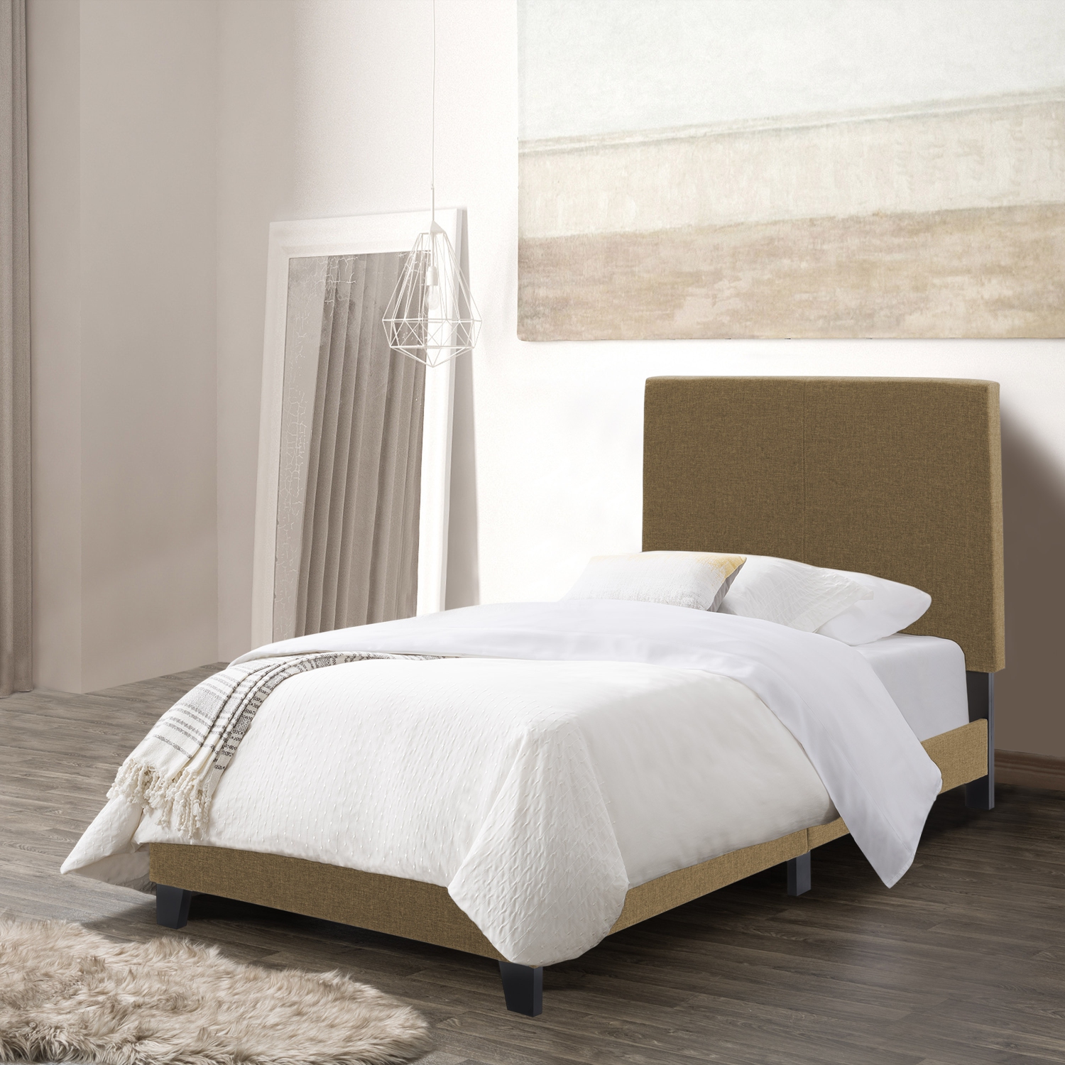 CorLiving Juniper Fabric Upholstered Bed, Single