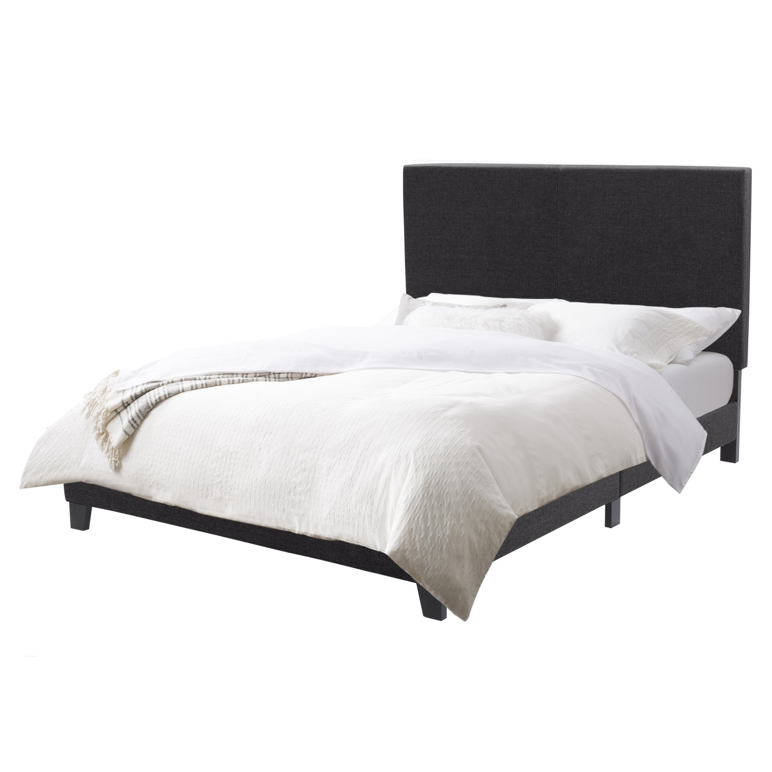 CorLiving Juniper Charcoal Fabric Upholstered Bed, Double