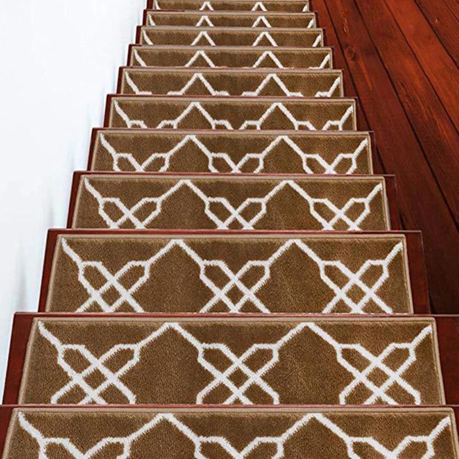 SussexHome Stair Treads - Carpet Strips for Indoor Stairs - Easy to Install with Double Adhesive Tape - Safe, 9" X 28" - 4-Pack - Beige