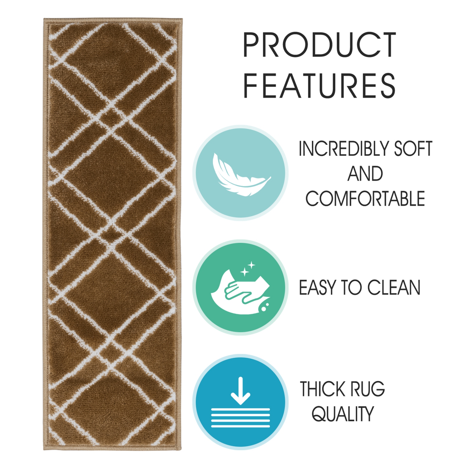 SussexHome Stair Treads - Carpet Strips for Indoor Stairs - Easy to Install with Double Adhesive Tape - Safe, 9" X 28" - 7-Pack - Beige