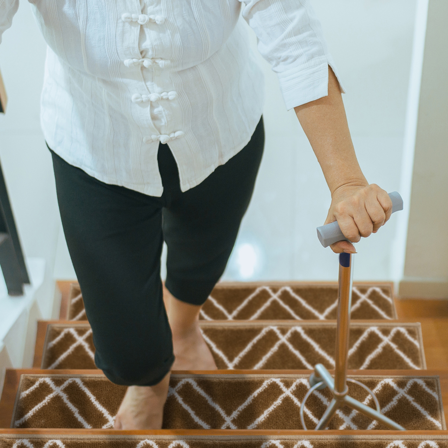 SussexHome Stair Treads - Carpet Strips for Indoor Stairs - Easy to Install with Double Adhesive Tape - Safe, 9" X 28" - 7-Pack - Beige