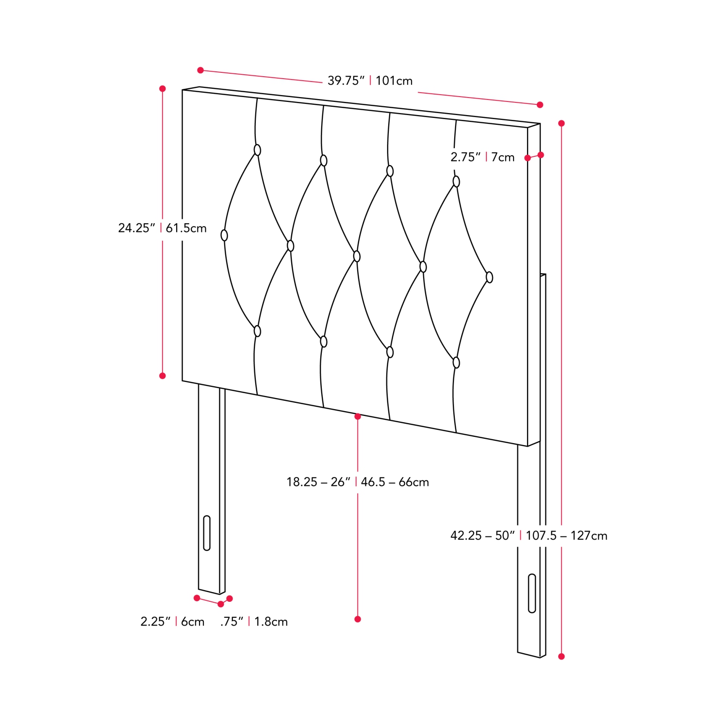 CorLiving Catalina Velvet Headboard, Twin/Single