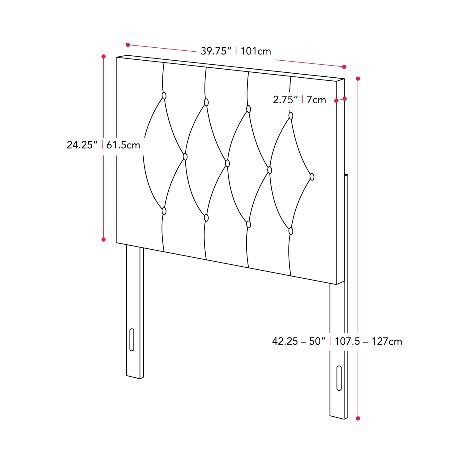 CorLiving Catalina Velvet Headboard, Twin/Single
