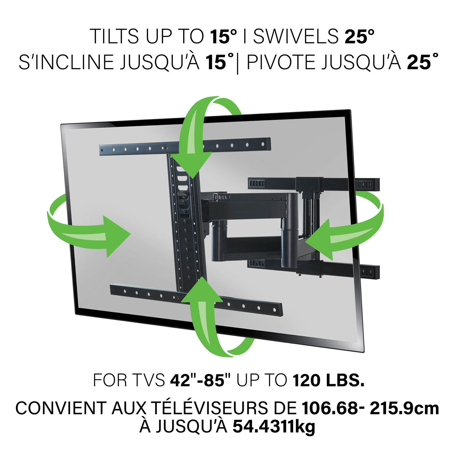 Support mural articulé Accents de SANUS pour téléviseur de 42 à 85 po