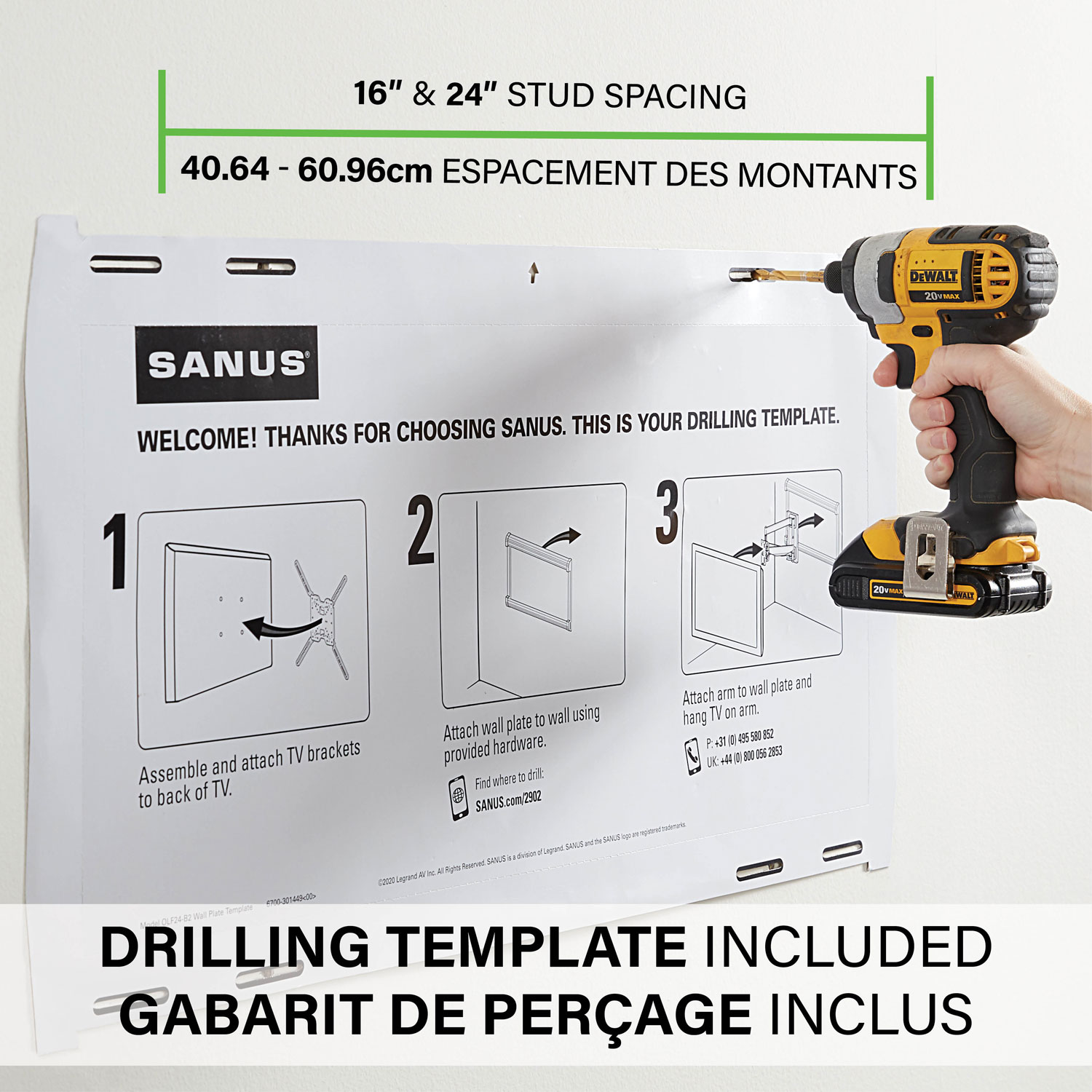 Support mural articulé Classic de SANUS pour téléviseur de 37 à 90 po