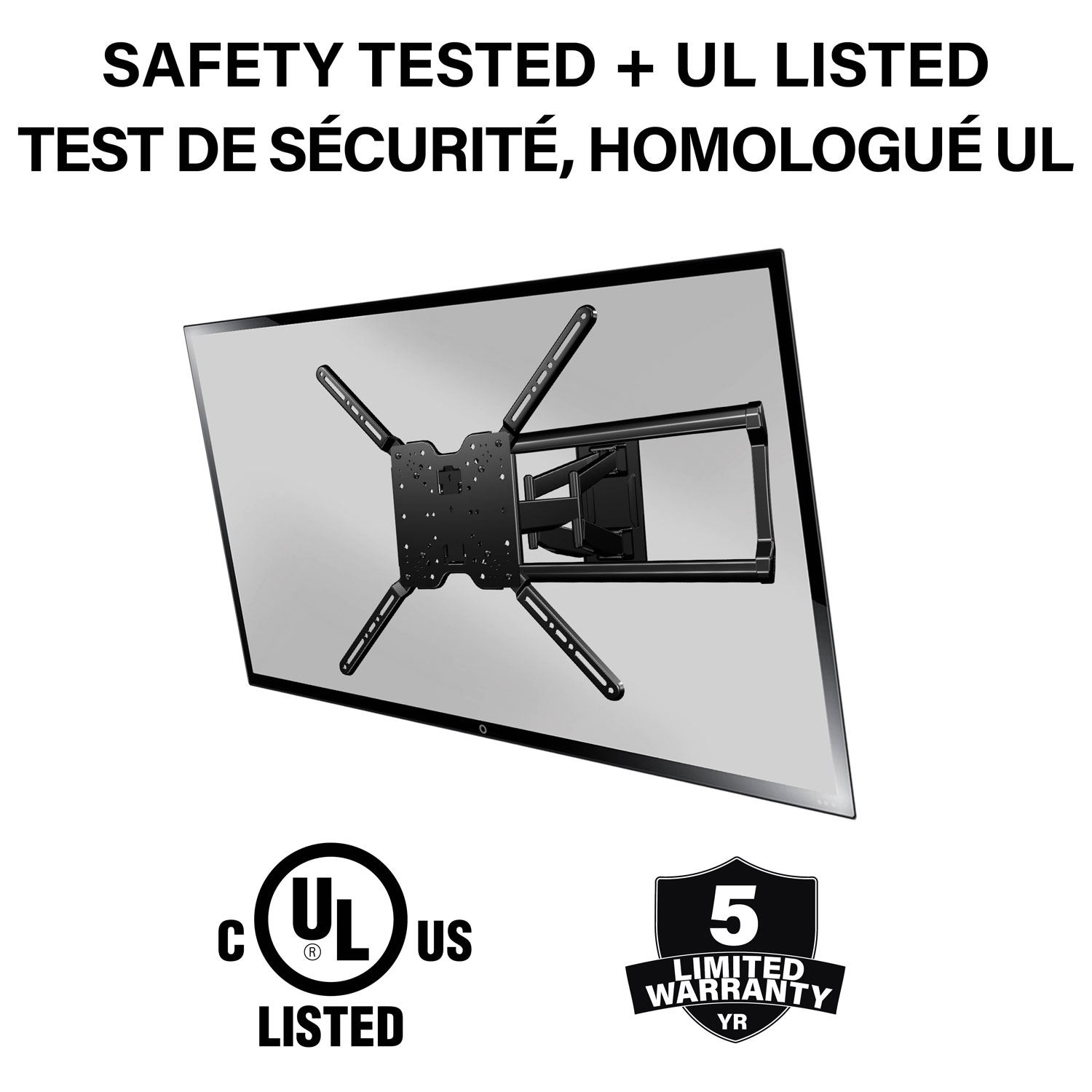 Support mural articulé Classic de SANUS pour téléviseur de 37 à 90 po