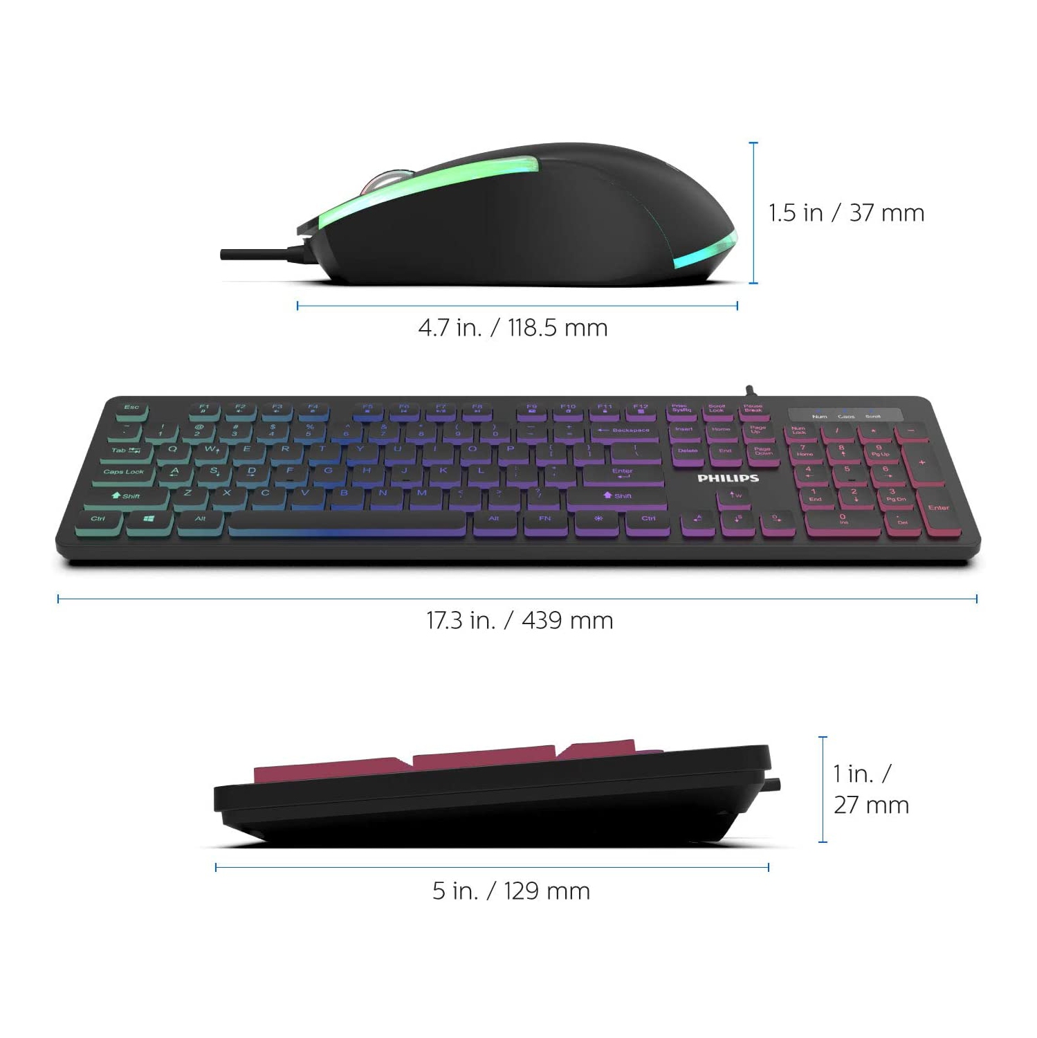 Philips Momentum Wired RGB Backlit Gaming Keyboard & Mouse Combo
