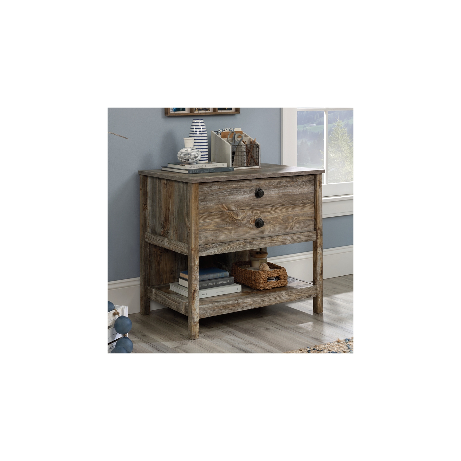 Sauder Granite Trace Engineered Wood Lateral File in Rustic Cedar/Brown