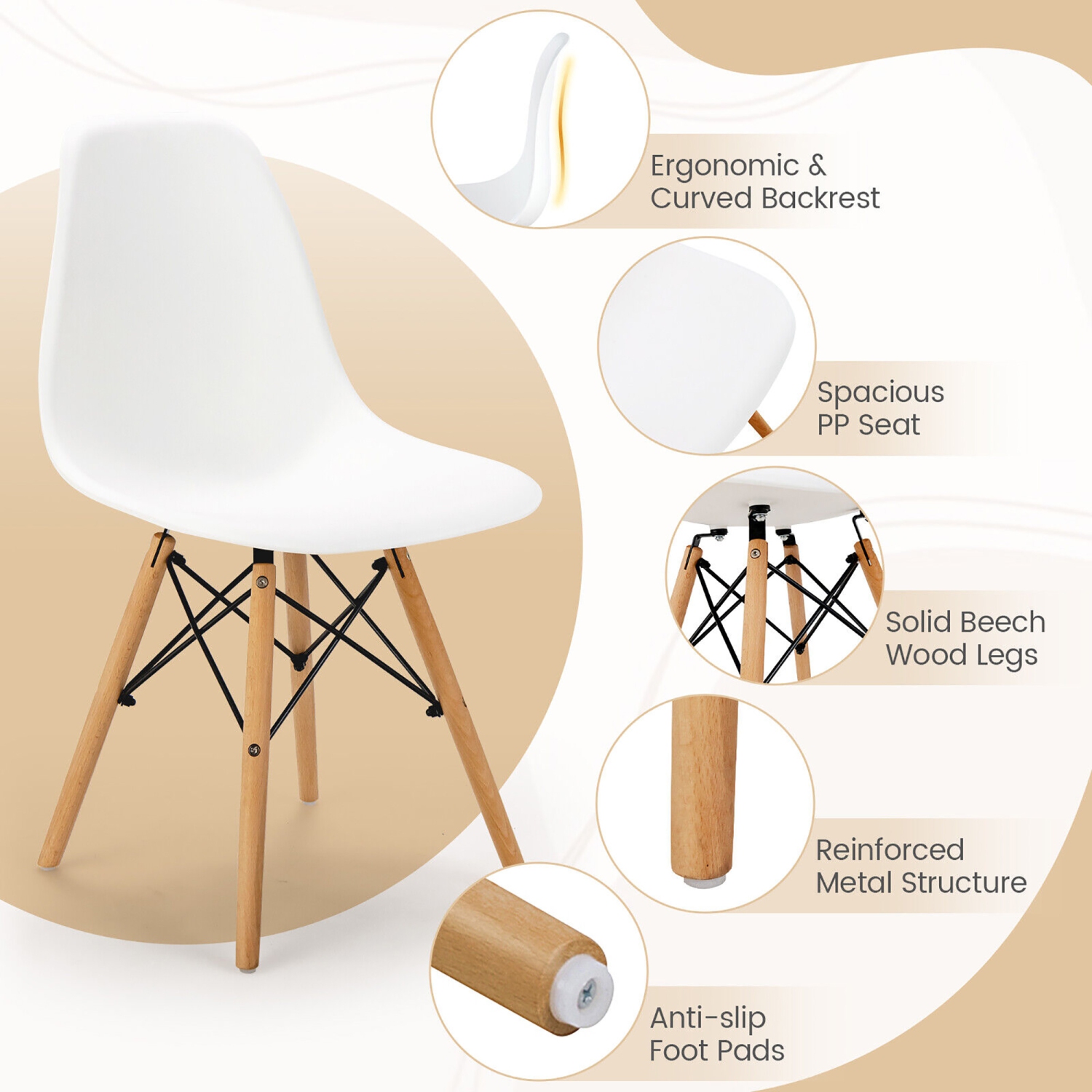 Gymax 5 Pieces Dining Table Set for 4 Rectangle Glass Table & 4 Modern Chairs for Home