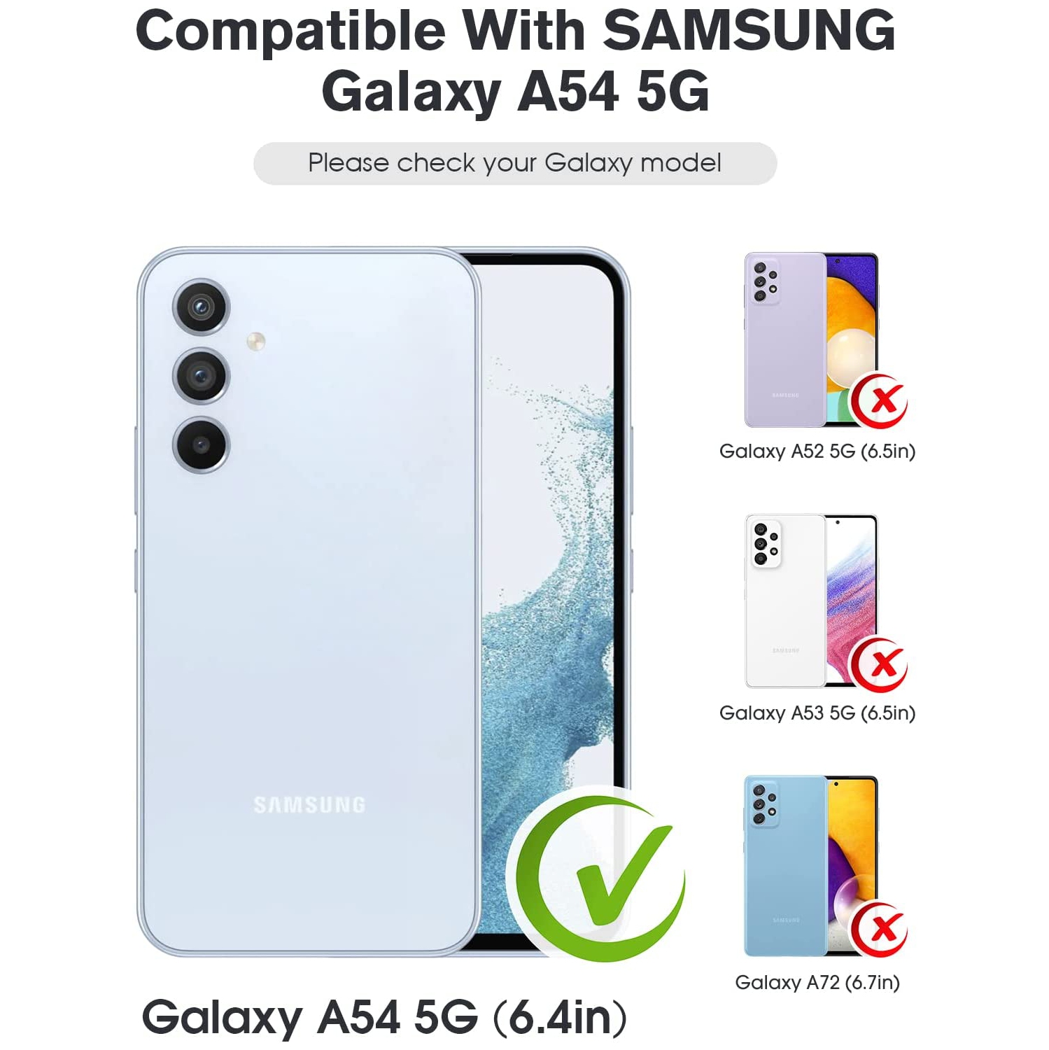 XCRS Folio Magnetic Wallet Cover, PU Leather Pouch with Card Slot and Stand Case for Samsung A54 5G