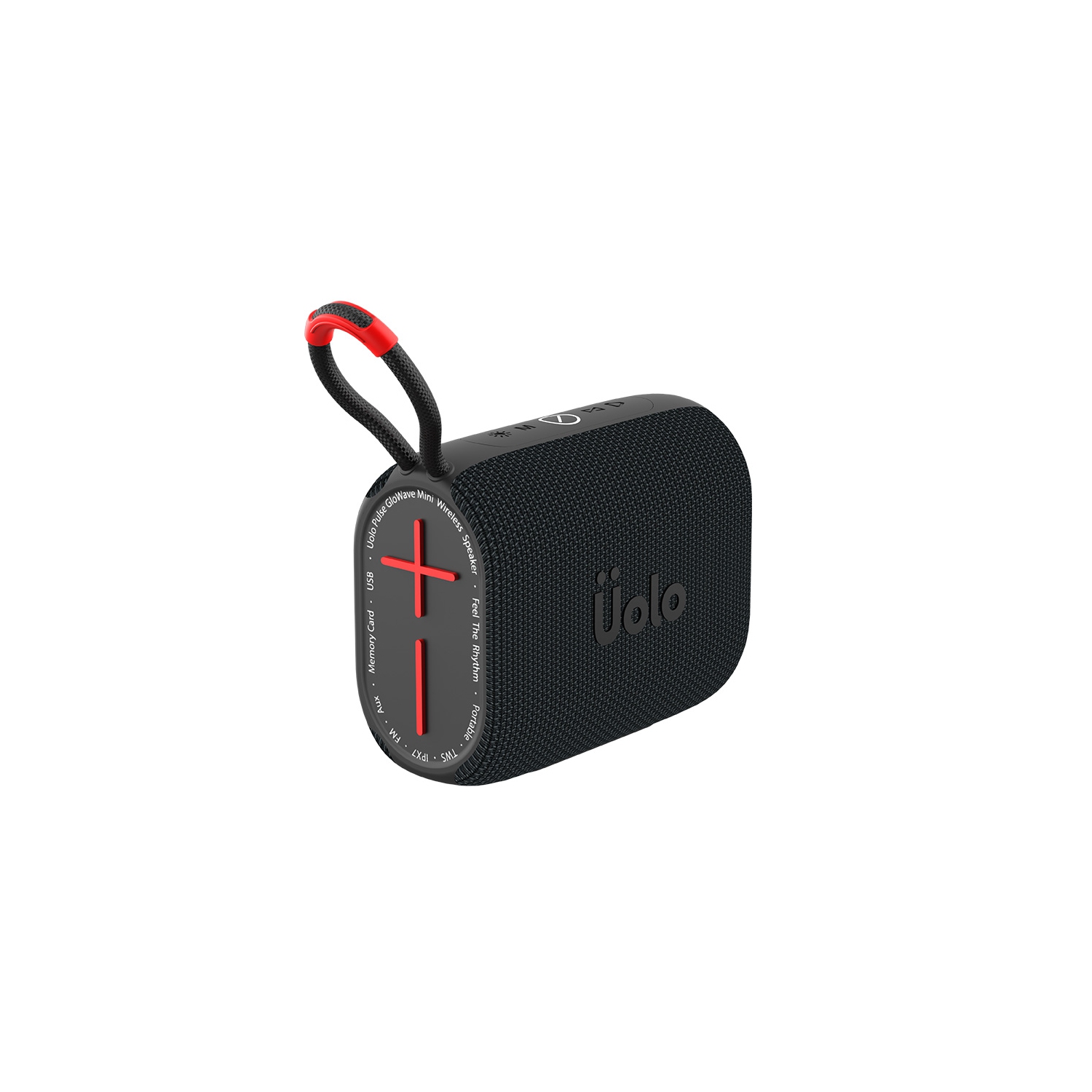 Uolo Pulse GloWave Mini Portable Bluetooth Wireless Speaker, IPX7 Waterproof Bluetooth Speaker/FM Radio Portable Speaker - Black/Red