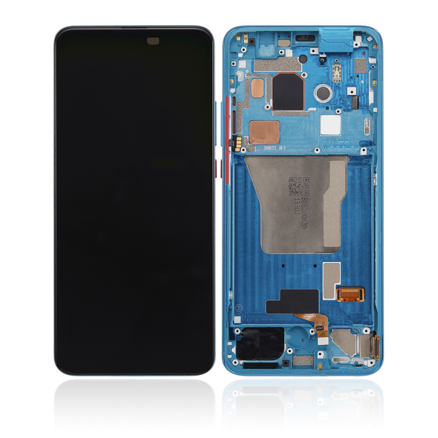 Remis à neuf – écran DELO de remplacement avec cadre compatible avec Xiaomi Poco F2 Pro (Bleu néon)