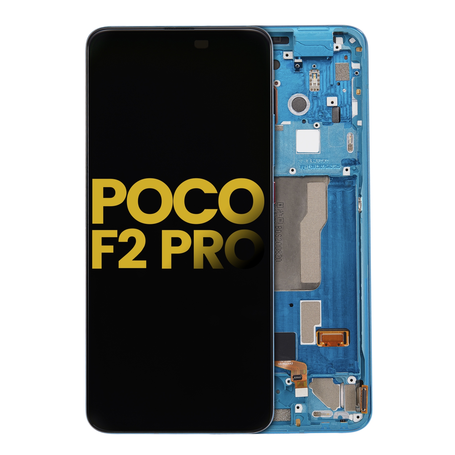 Remis à neuf – écran DELO de remplacement avec cadre compatible avec Xiaomi Poco F2 Pro (Bleu néon)