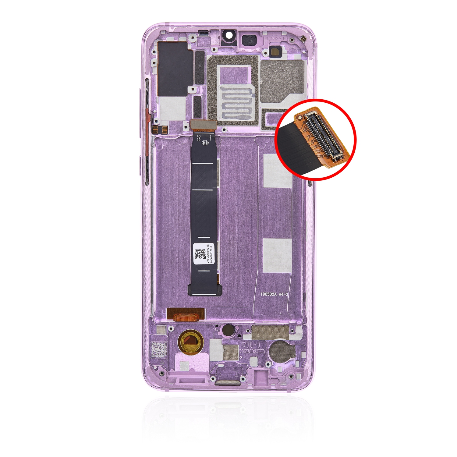 Assemblage DELO de remplacement avec cadre compatible avec Xiaomi MI 9 (lavande violette)