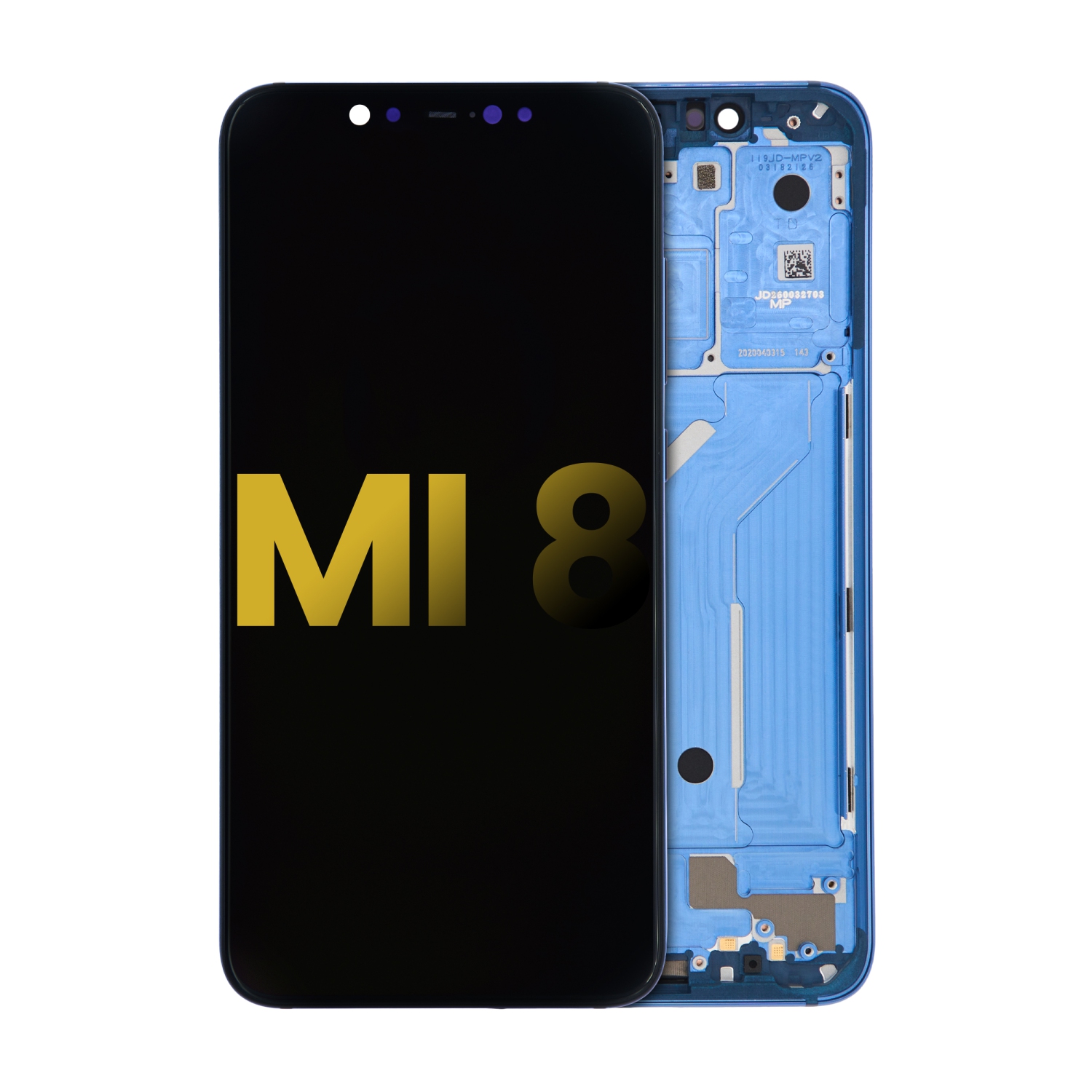 Remis à neuf – écran DELO de remplacement avec cadre compatible avec Xiaomi mi 8 (bleu)