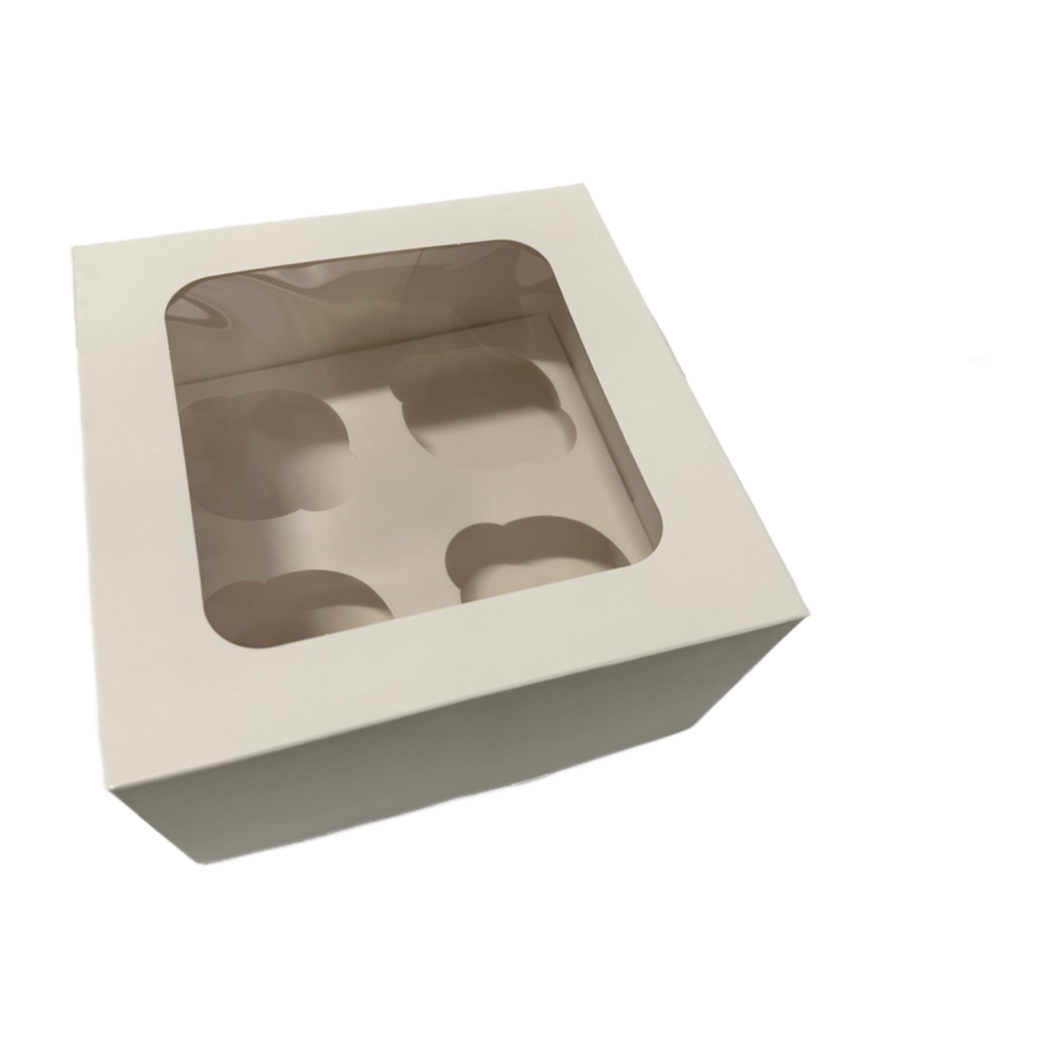 White Window Cupcake Box with Insert – 4 Slot - 25 pack