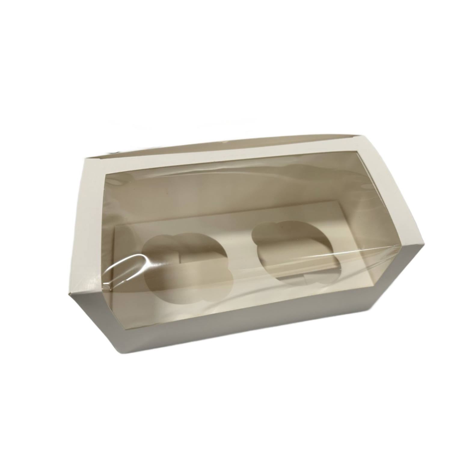 Boîte à petits gâteaux avec fenêtre blanche avec insertion – 2 fentes – Paquet de 25