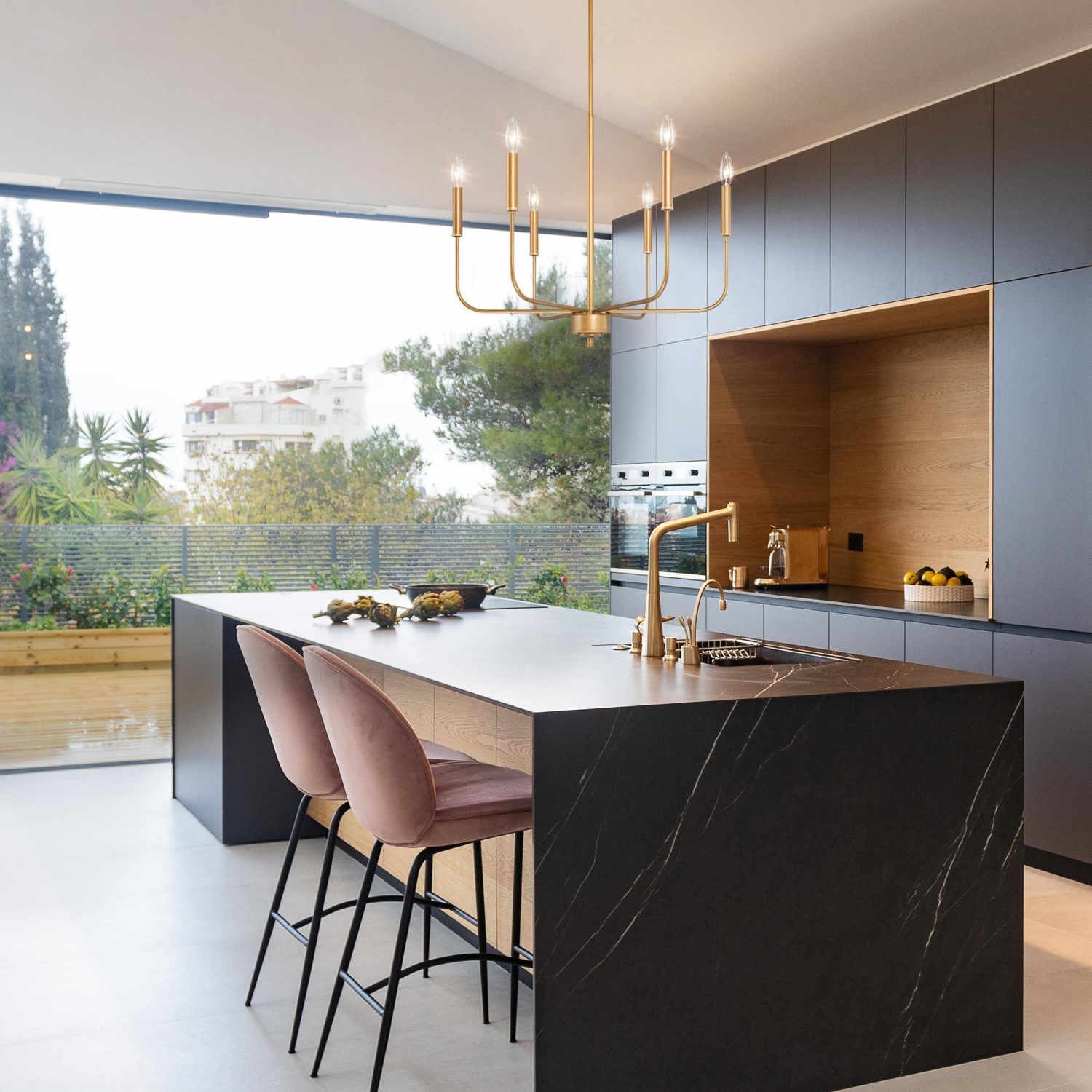 Modern Dark Gold Bedroom Chandelier, 6-Light Farmhouse Antique Gold Candlestick Ding Room Chandelier