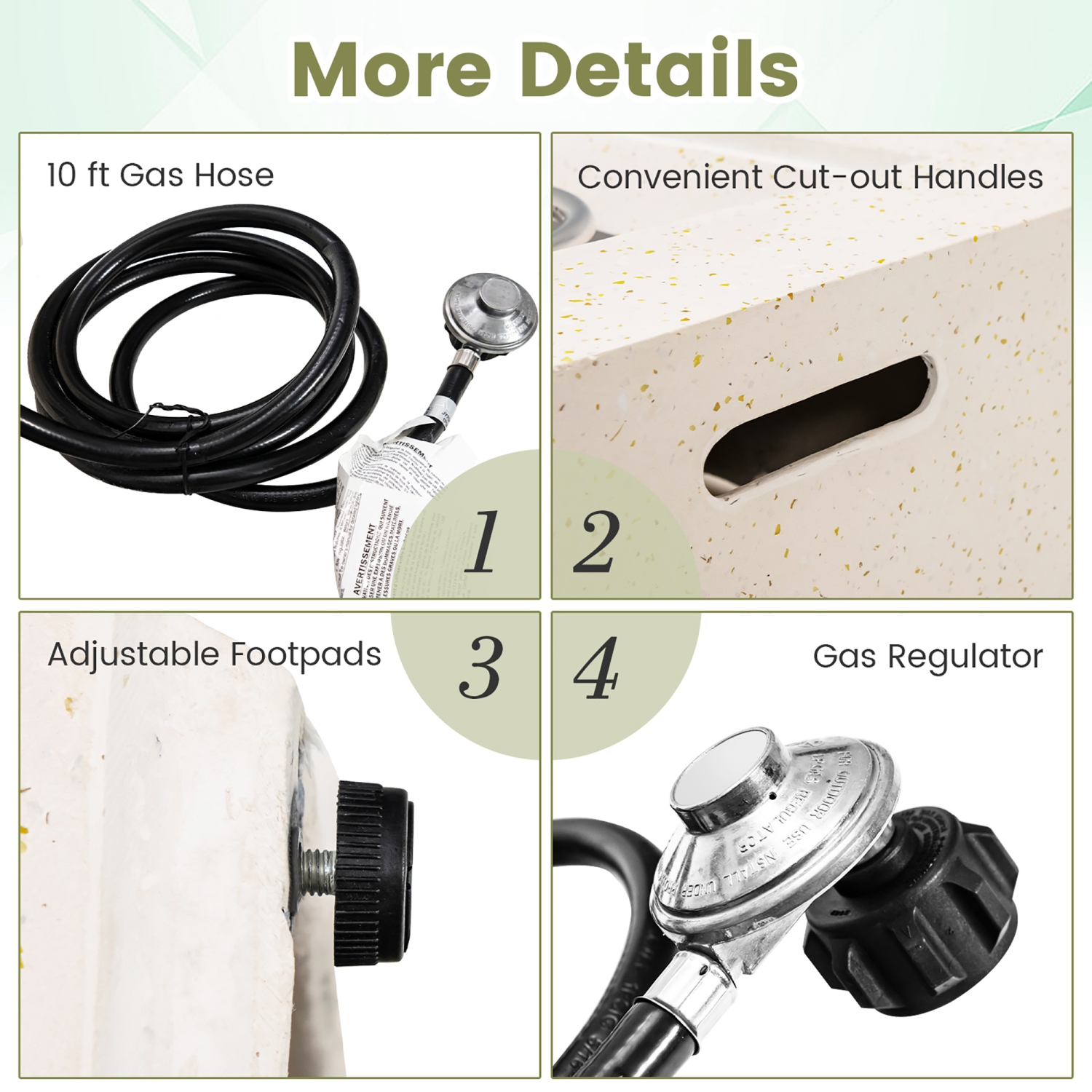 Costway 28" Terrazzo Fire Pit Table 40,000 BTU Square Propane Gas Fire Pit with PVC Cover