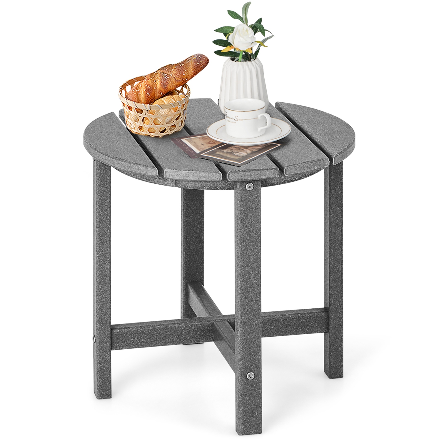 Table d'appoint de patio Adirondack de 18&nbsp;po en PEHD résistant aux intempéries Noir/Brun/Gris/Blanc