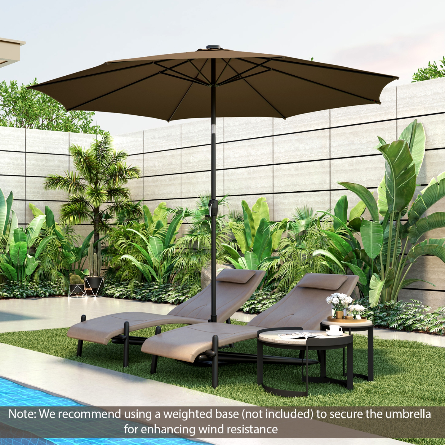 Costway 10 FT 112 LED Solar-Lighted Patio Table Market Umbrella Crank Tilt Outdoor