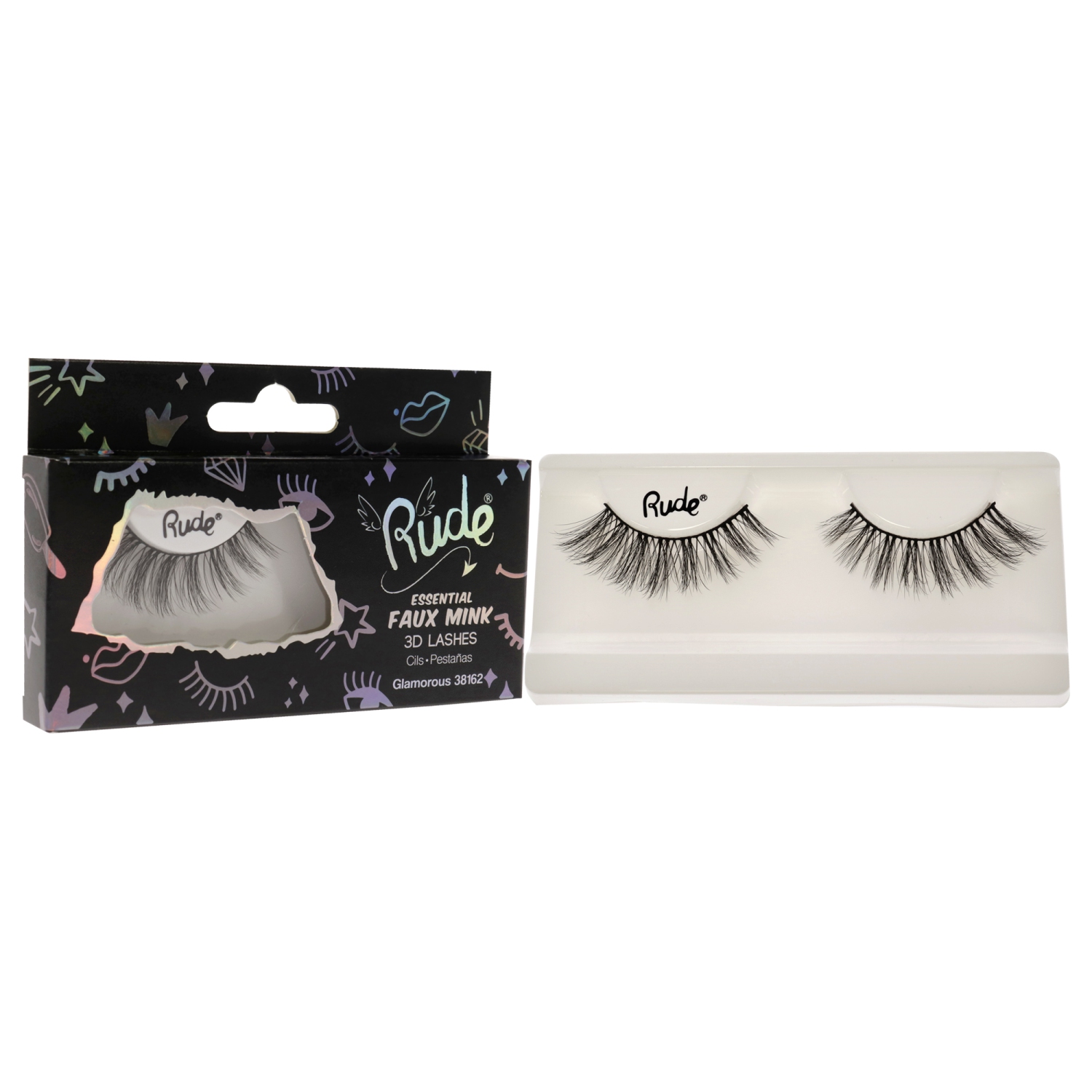 Essential Faux Mink 3D Lashes - Glamorous by Rude Cosmetics for Women - 1 Pc Pair