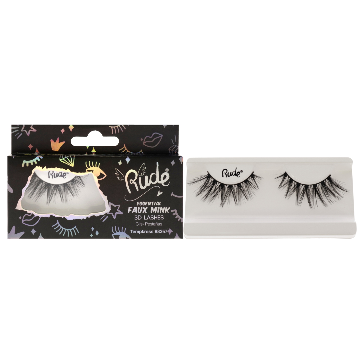 Essential Faux Mink 3D Lashes - Temptress by Rude Cosmetics for Women - 1 Pc Pair