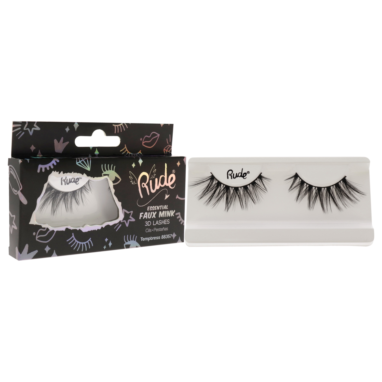 Essential Faux Mink 3D Lashes - Temptress by Rude Cosmetics for Women - 1 Pc Pair
