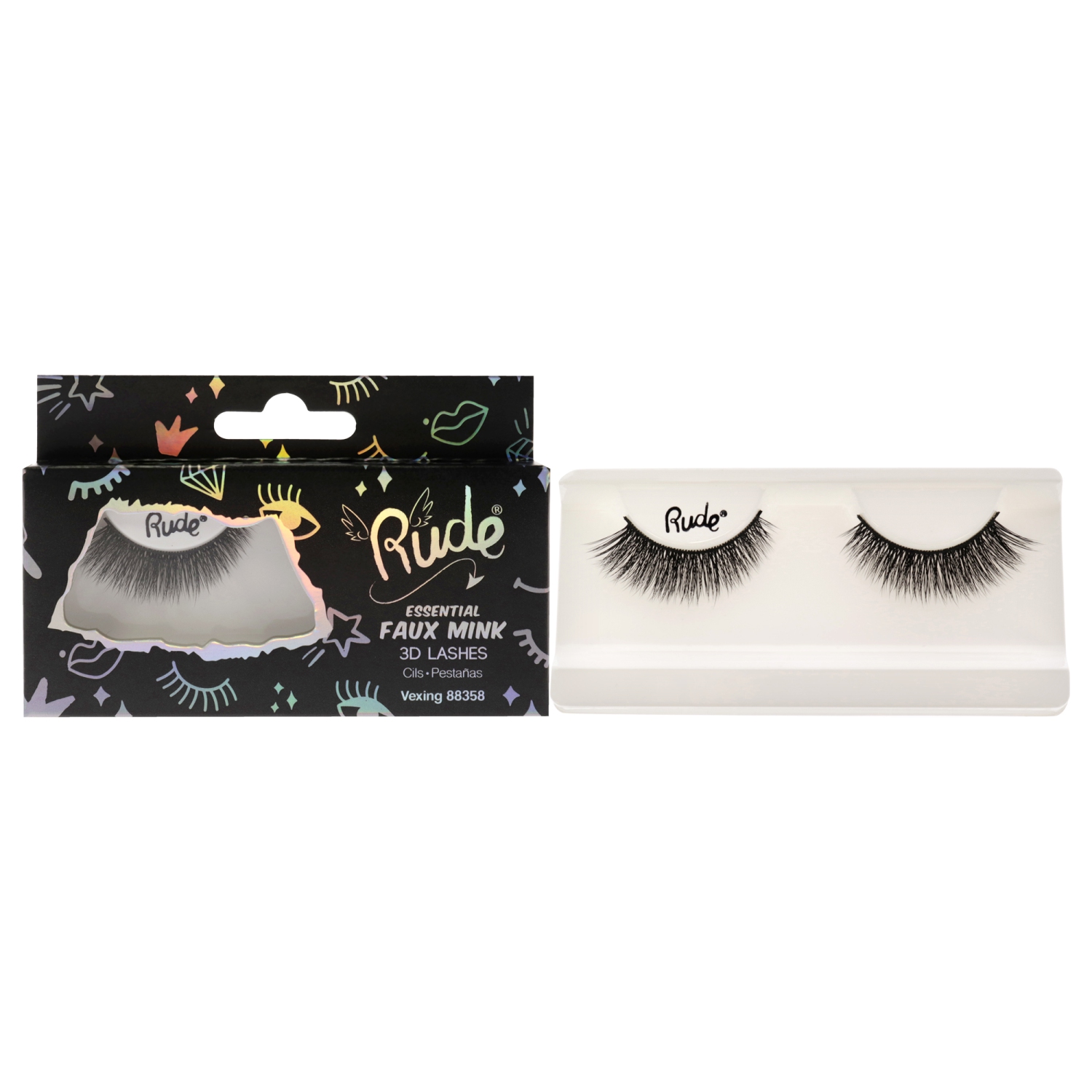 Essential Faux Mink 3D Lashes - Vexing by Rude Cosmetics for Women - 1 Pc Pair