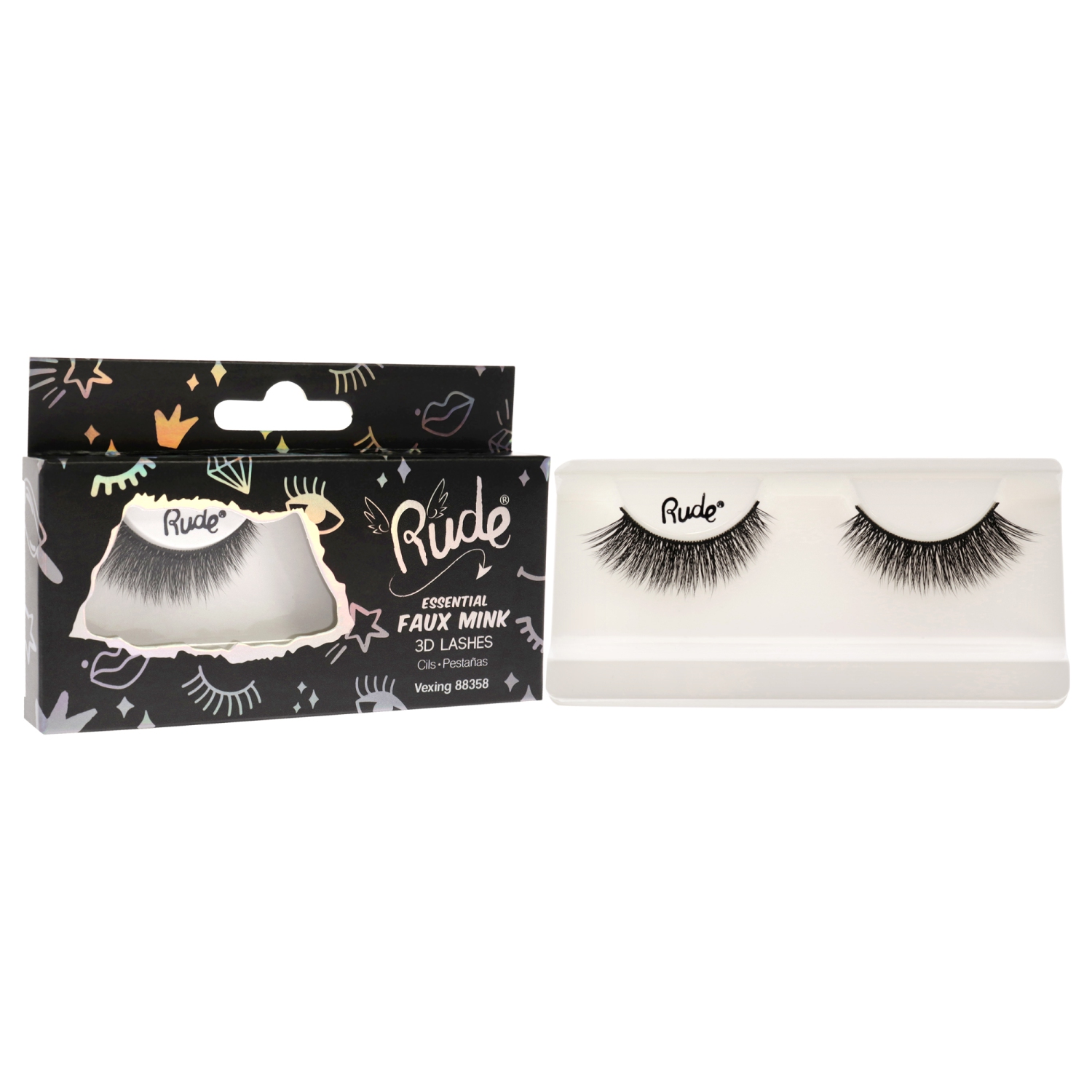 Essential Faux Mink 3D Lashes - Vexing by Rude Cosmetics for Women - 1 Pc Pair
