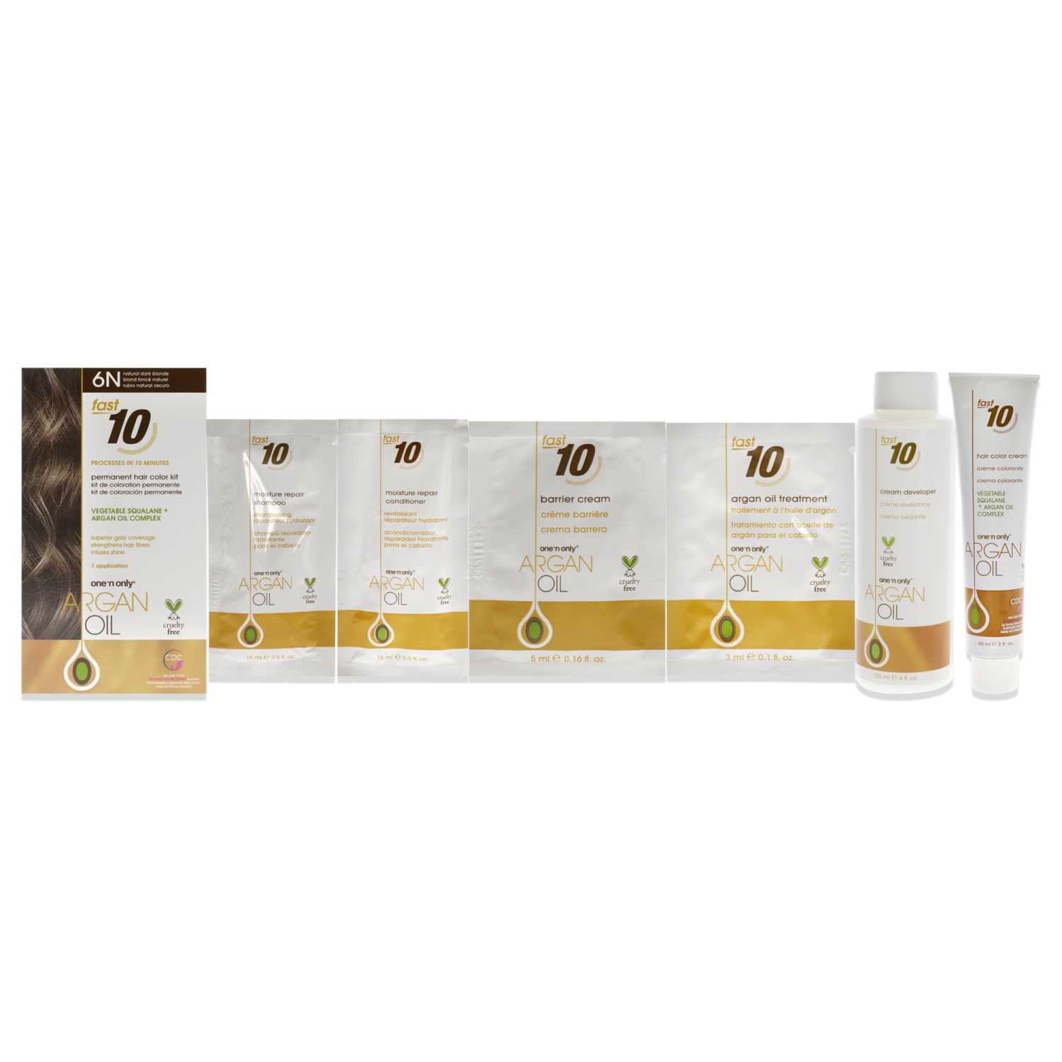 Argan Oil Fast 10 Permanent Hair Color Kit - 6N Natural Dark Blonde by One n Only for Unisex - 1 Pc Hair Color