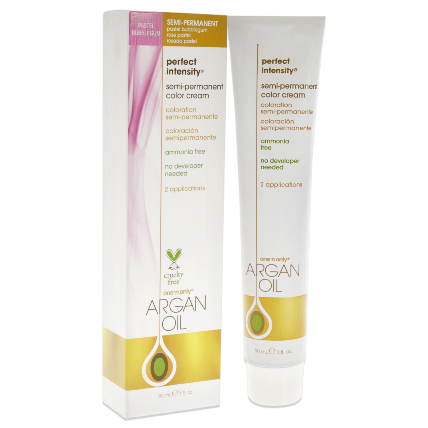 Argan Oil Perfect Intensity Semi-Permanent Color Cream - Pastel Bubblegum by One n Only for Unisex - 3 oz Hair Color