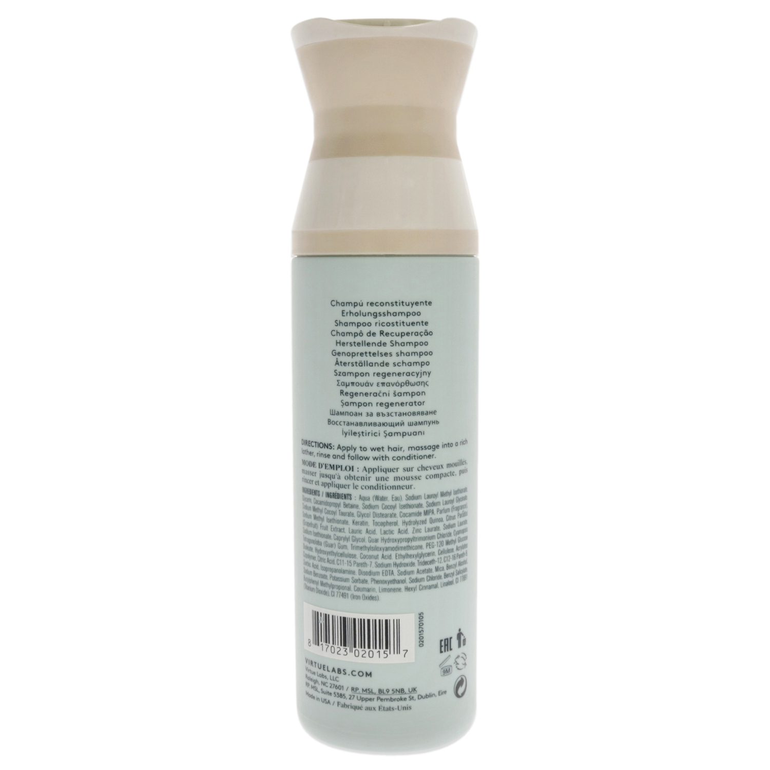 Shampooing de récupération par Virtue pour unisexe - Shampooing de 8 oz